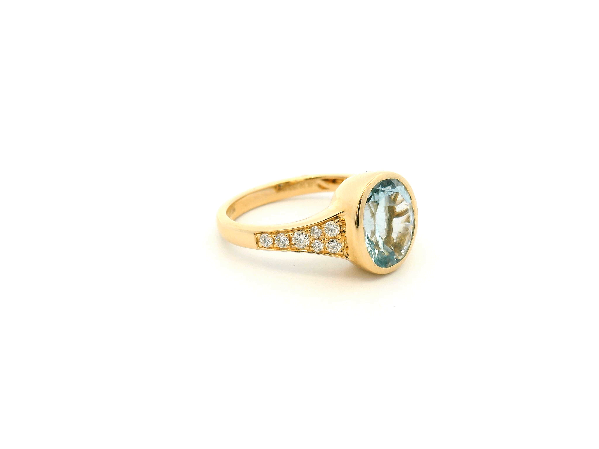 Aquamarine and Diamond Bezel Ring