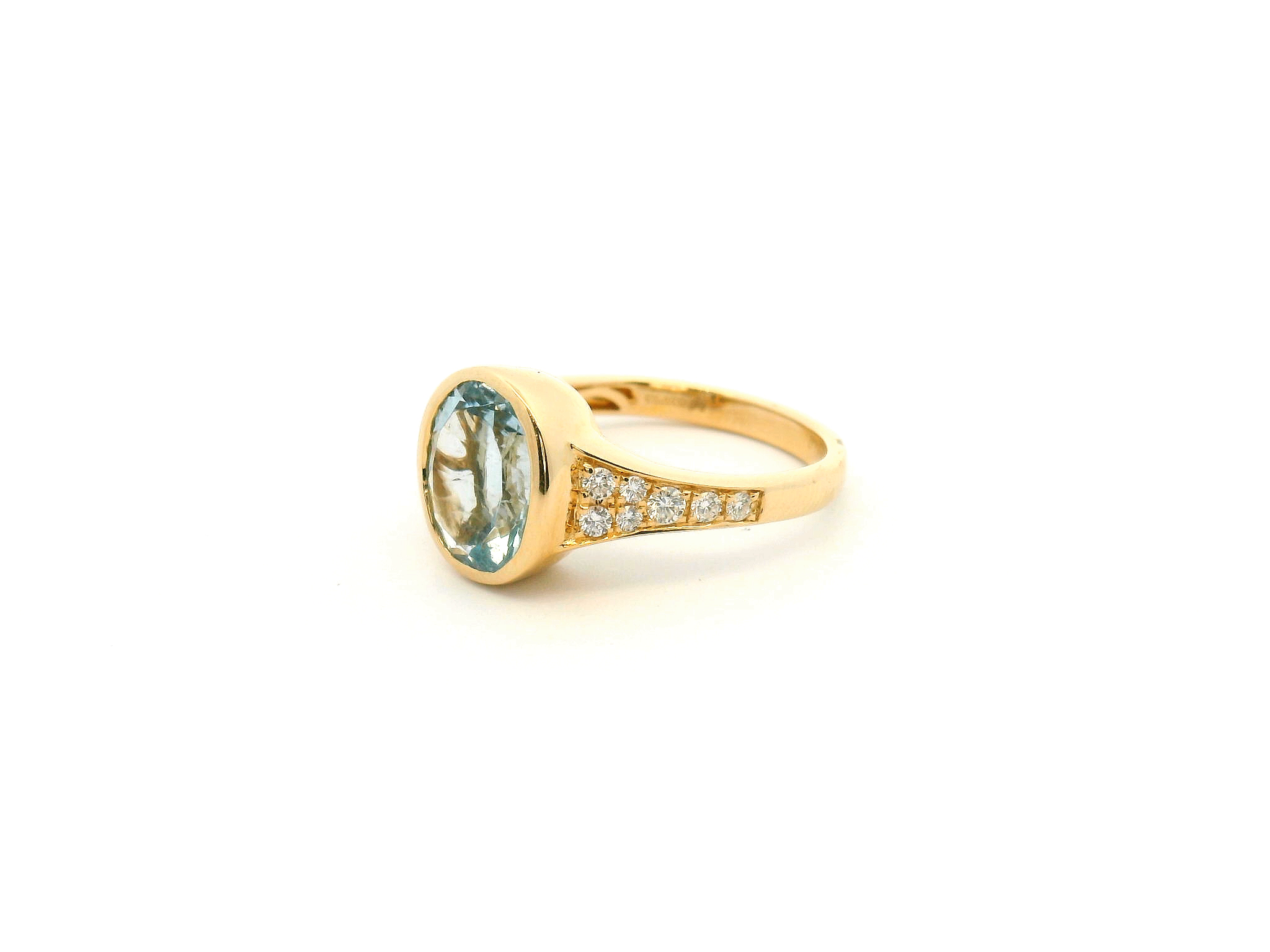 Aquamarine and Diamond Bezel Ring