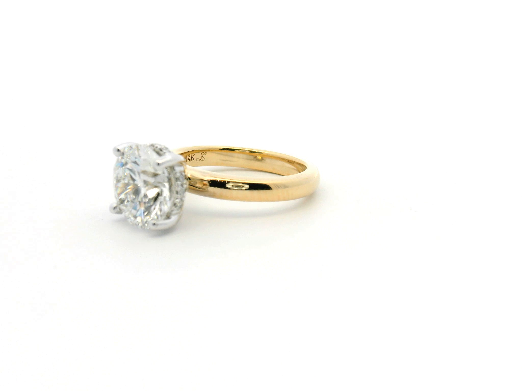 Round Diamond Hidden Halo Engagement Ring