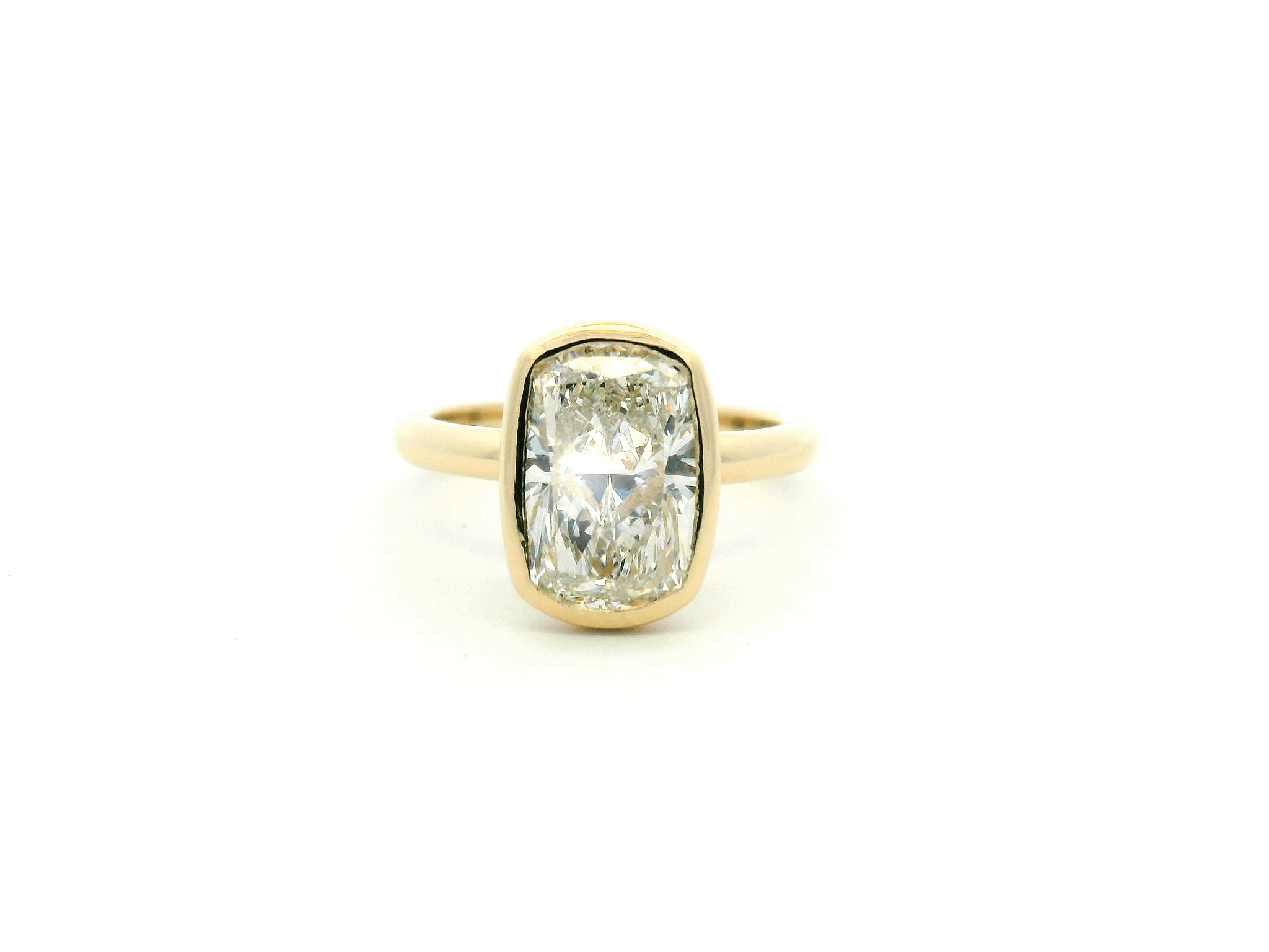 Elongated Cushion Cut Bezel Set Engagement Ring