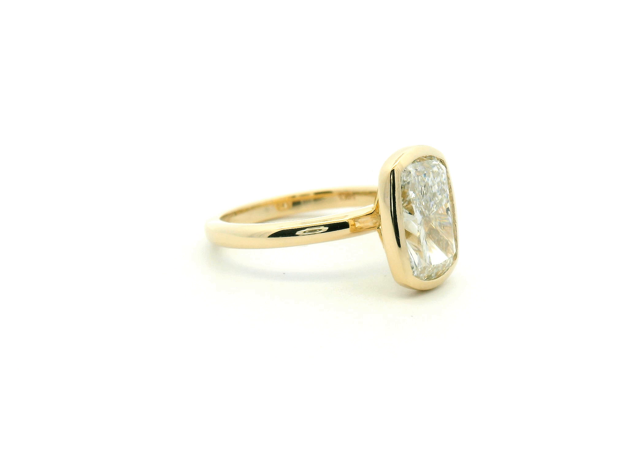 Elongated Cushion Cut Bezel Set Engagement Ring