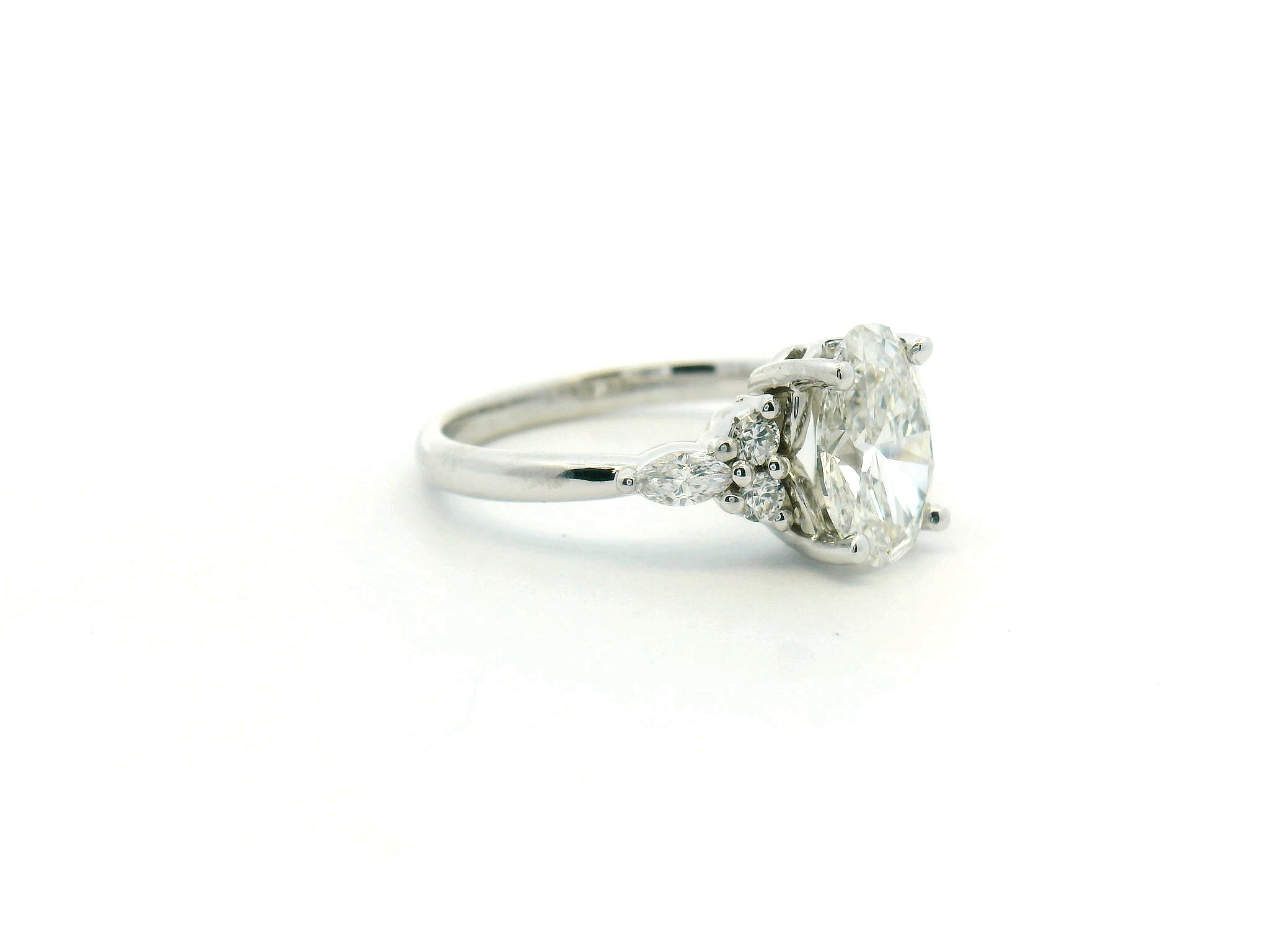 Oval Diamond Cluster Engagement Ring