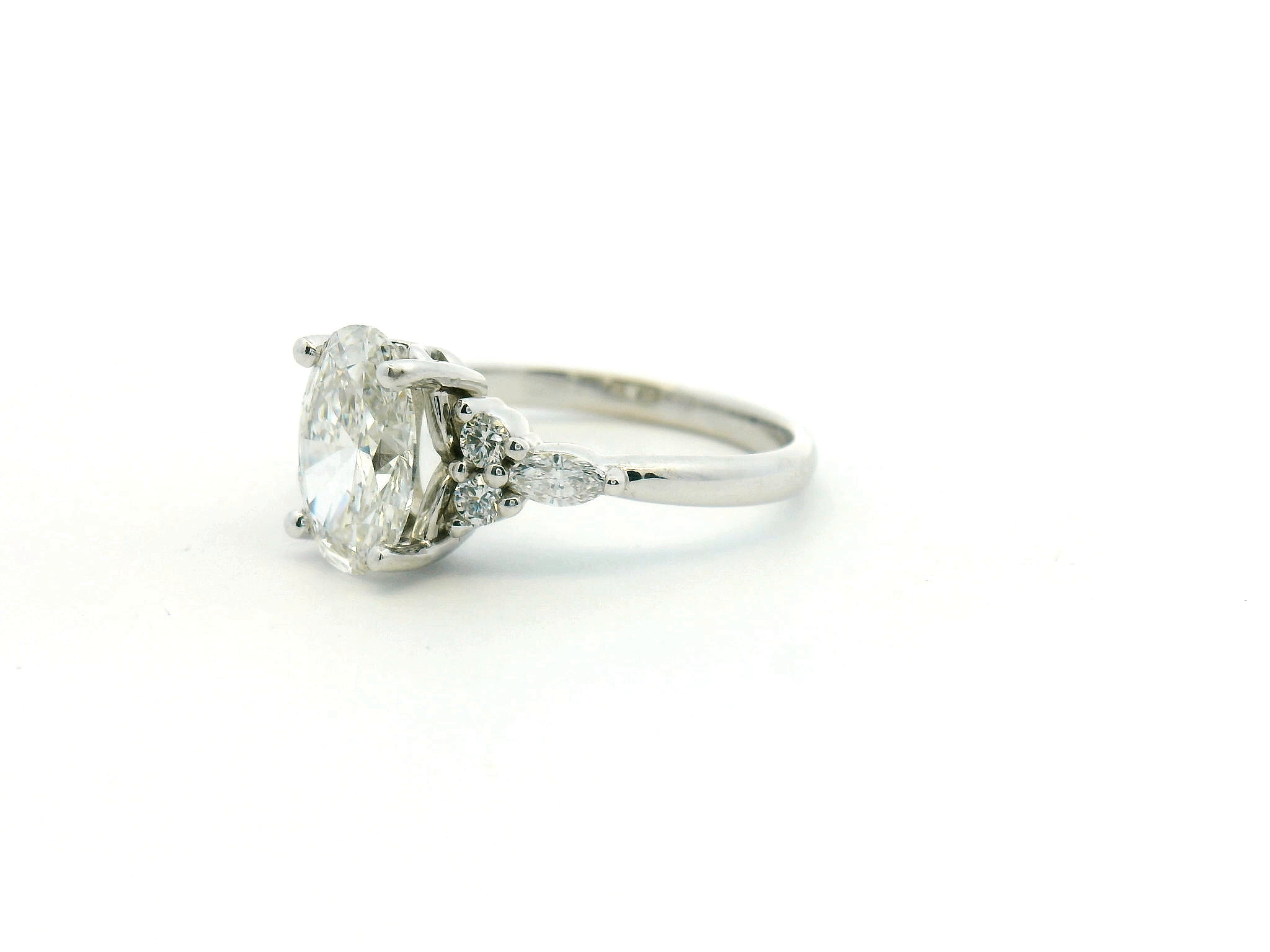 Oval Diamond Cluster Engagement Ring