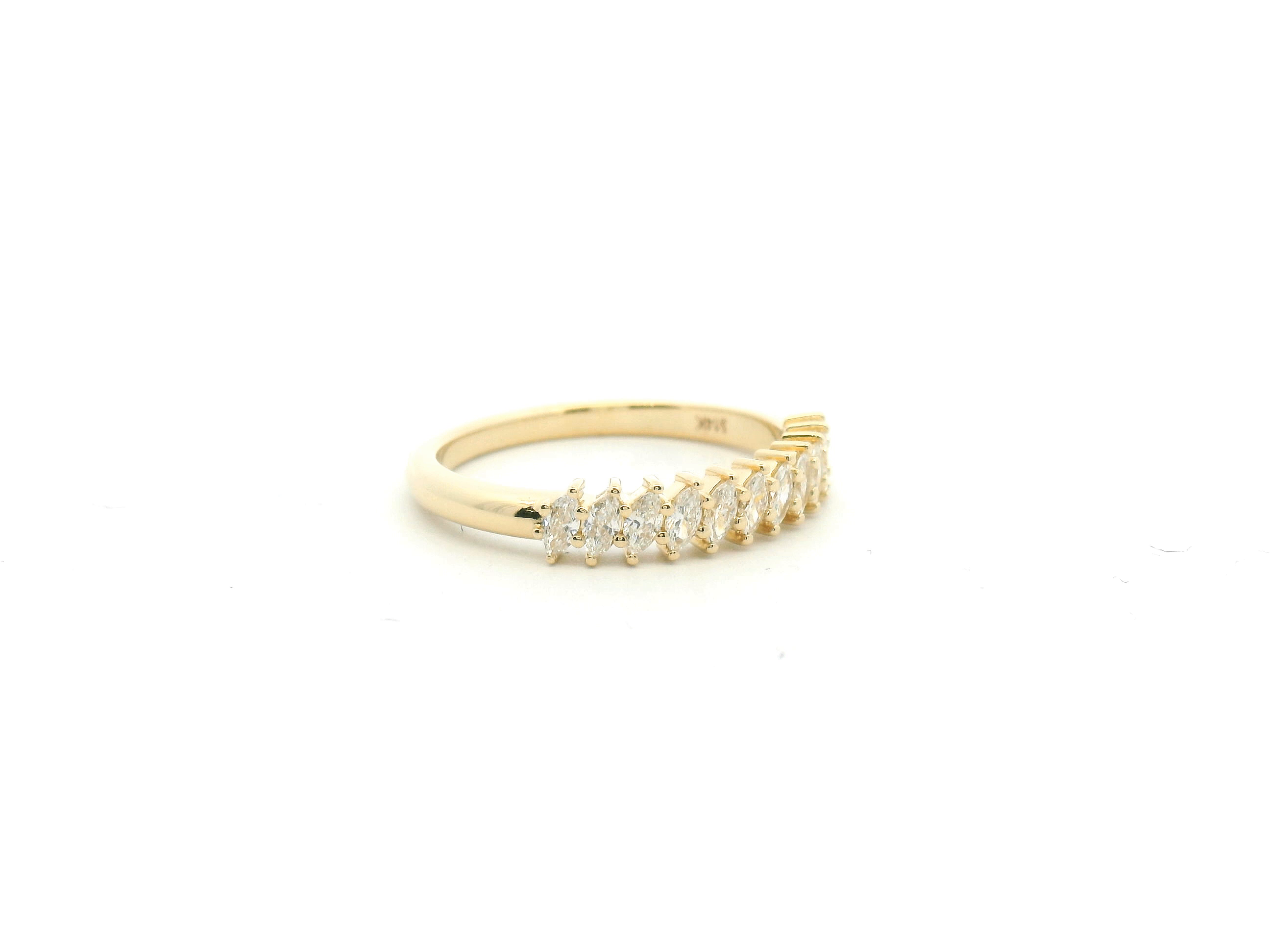 Marquise Diamond Asymmetrical Prong Wedding Band