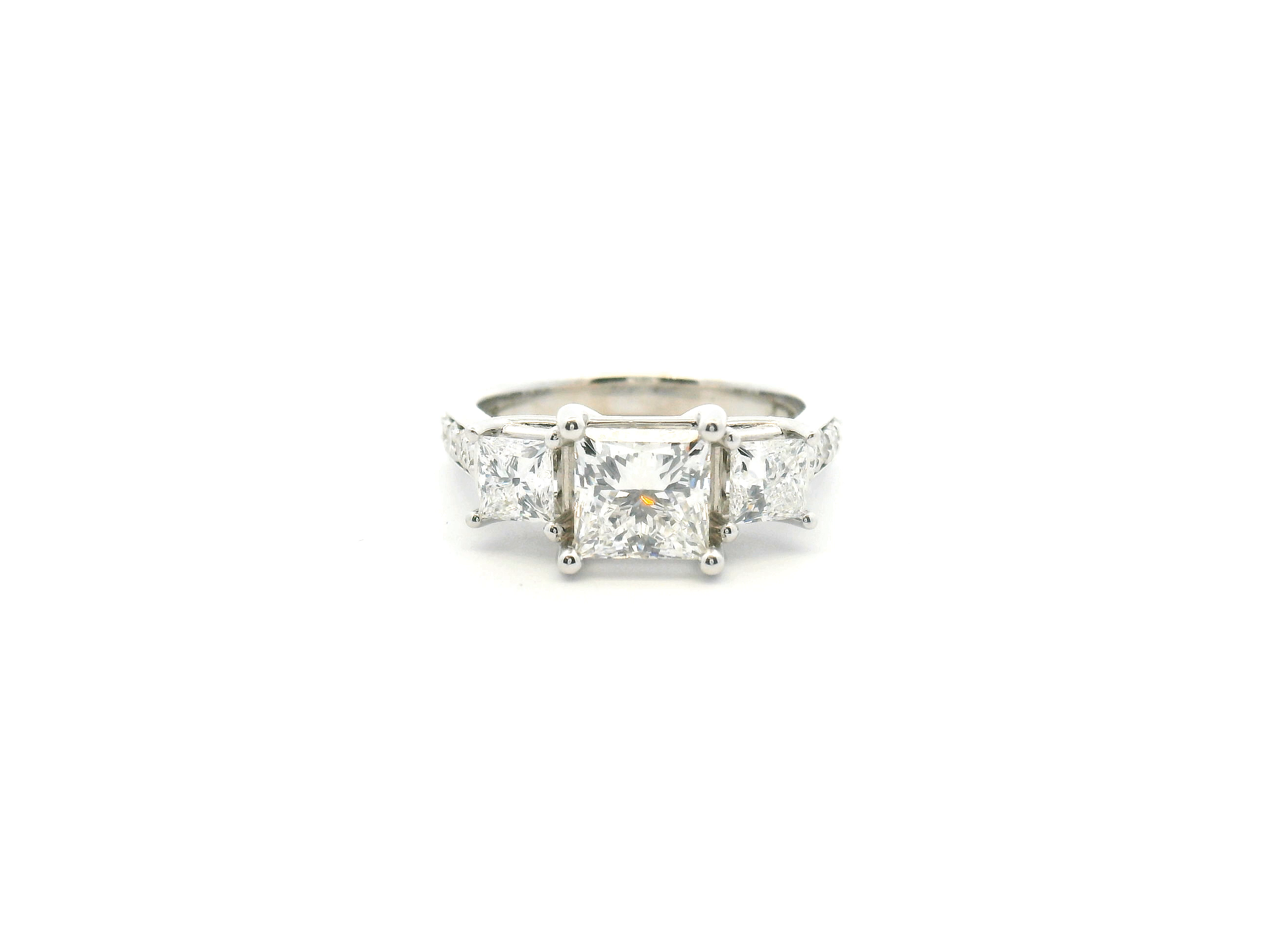 Princess Cut Three Stone Diamond Engagement Ring