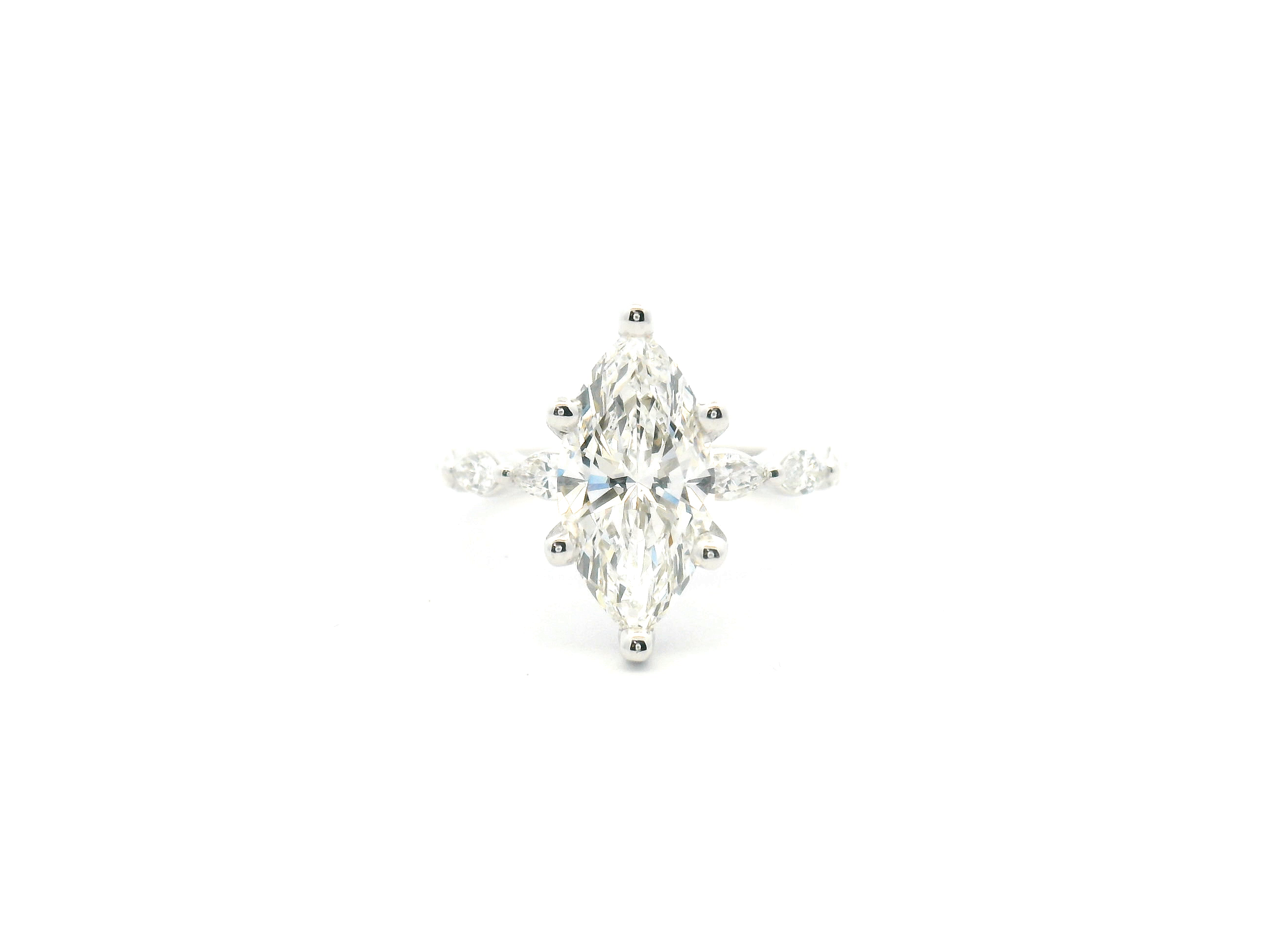 Marquise Diamond Engagement Ring with Marquise Accent Band