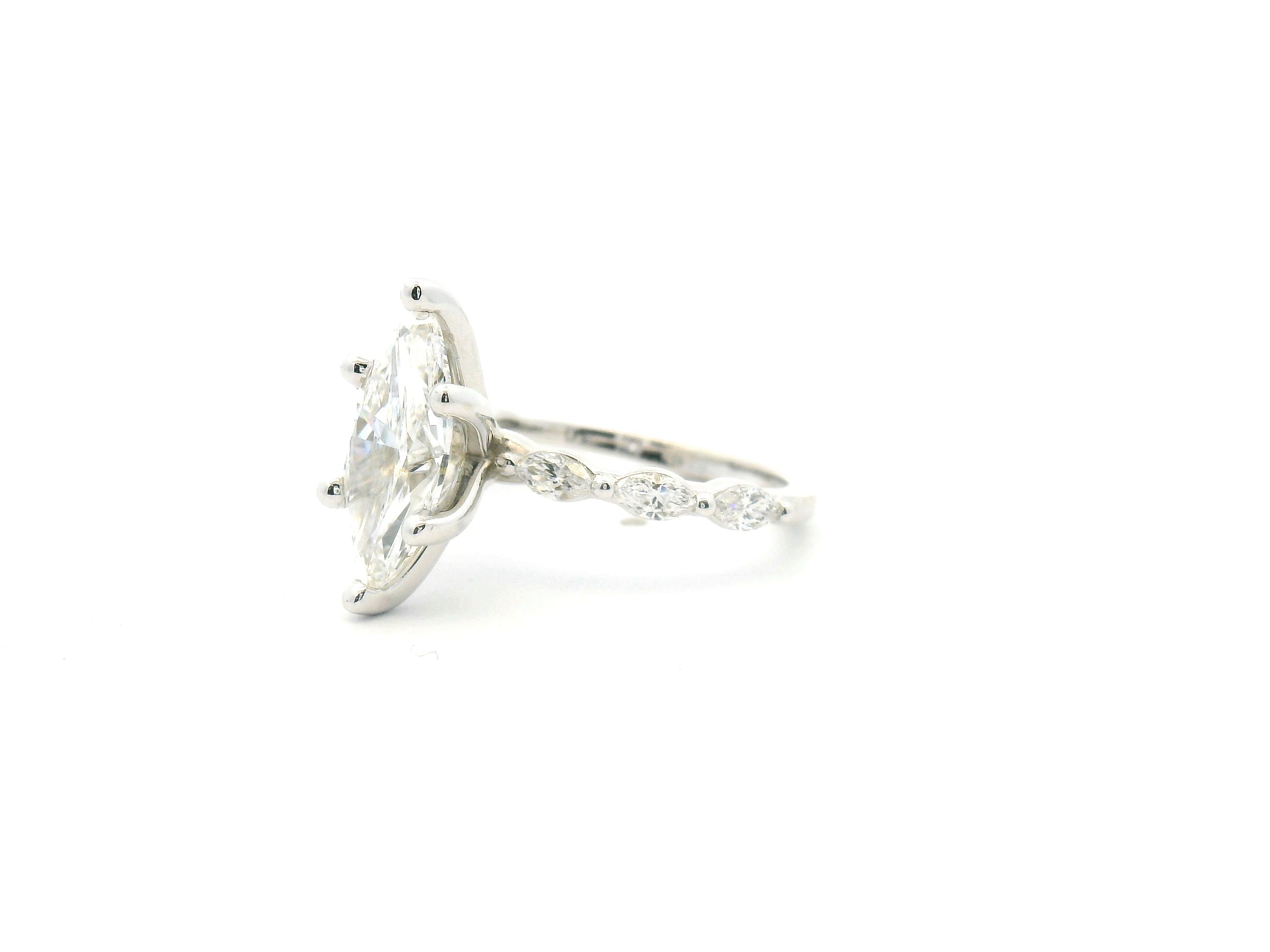 Marquise Diamond Engagement Ring with Marquise Accent Band