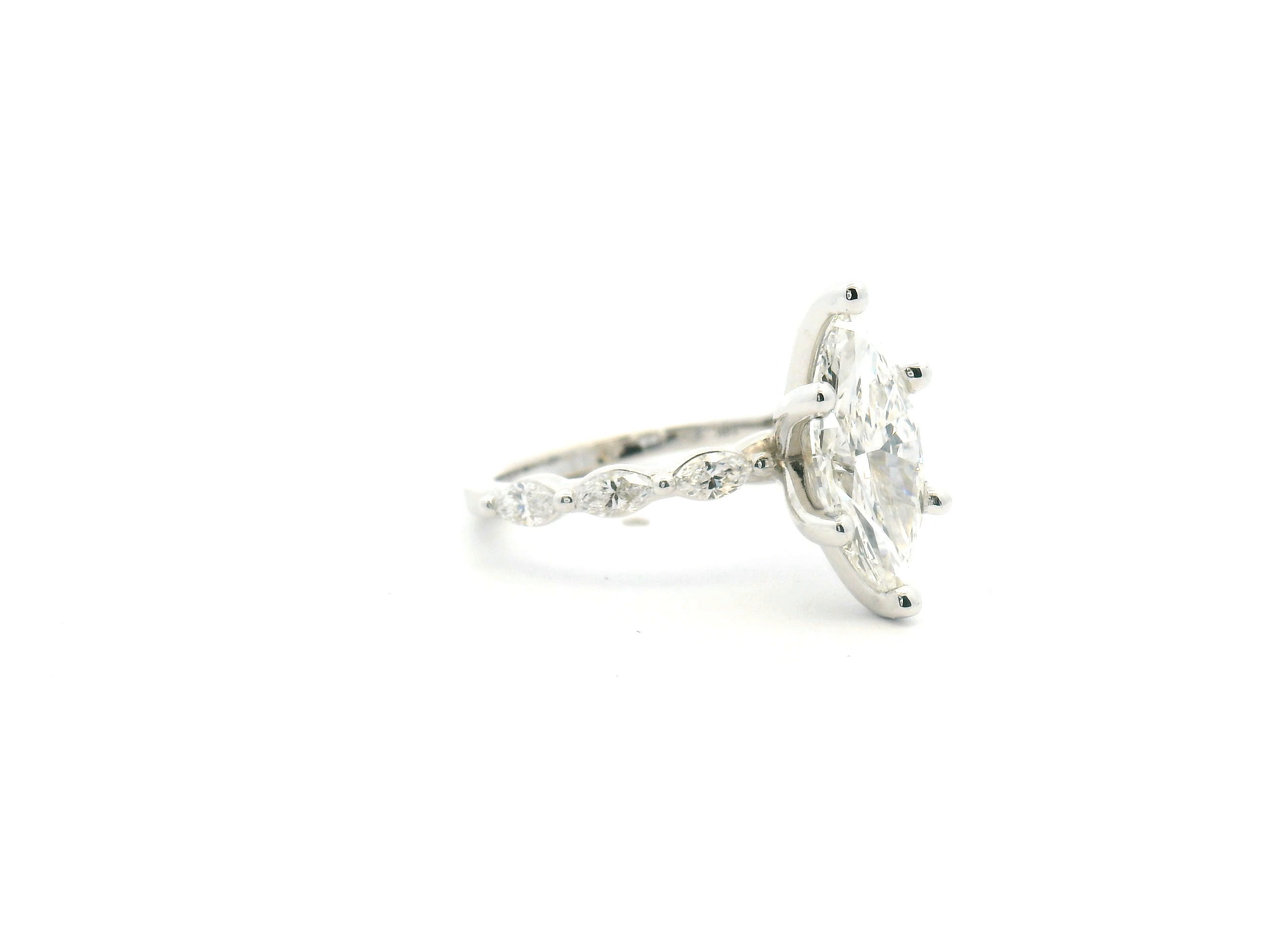 Marquise Diamond Engagement Ring with Marquise Accent Band
