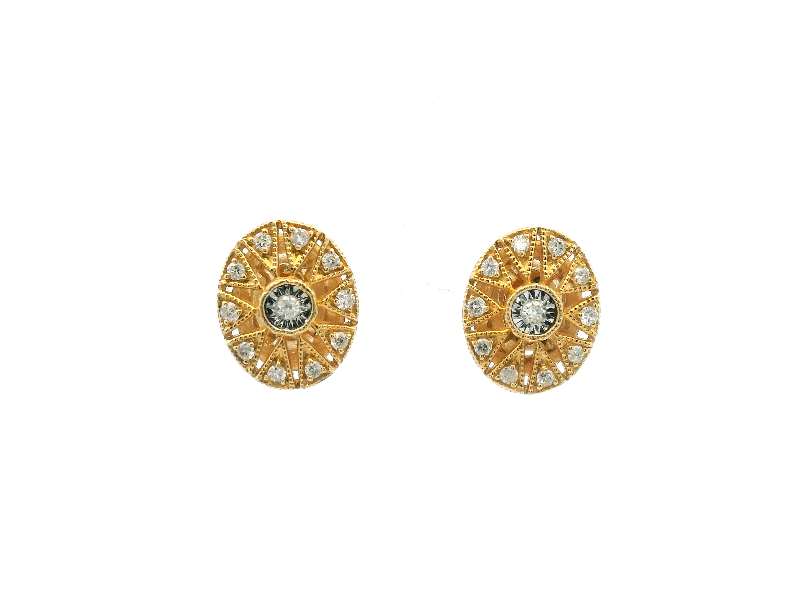 Diamond Vintage Sunburst Stud Earrings