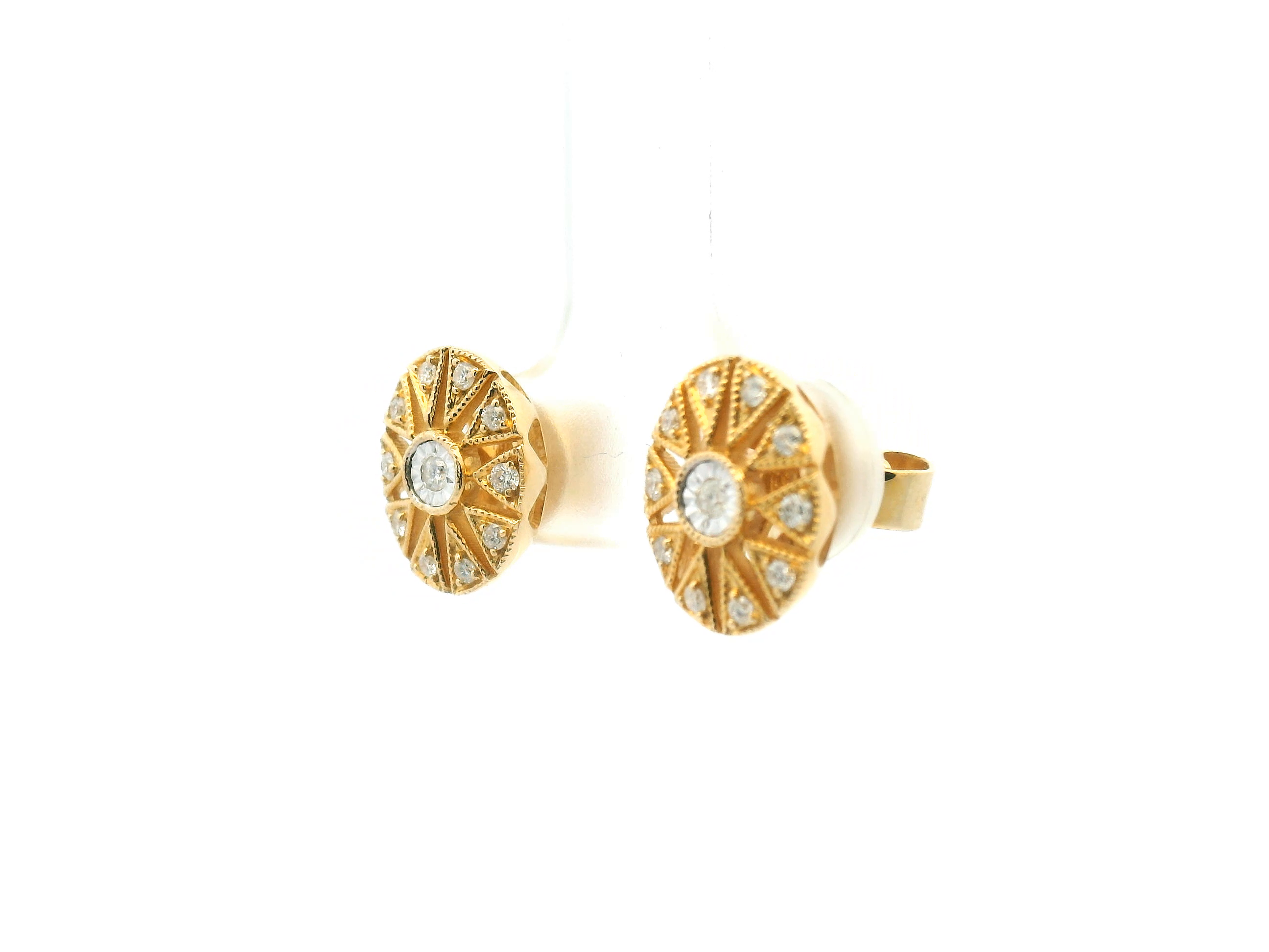 Diamond Vintage Sunburst Stud Earrings