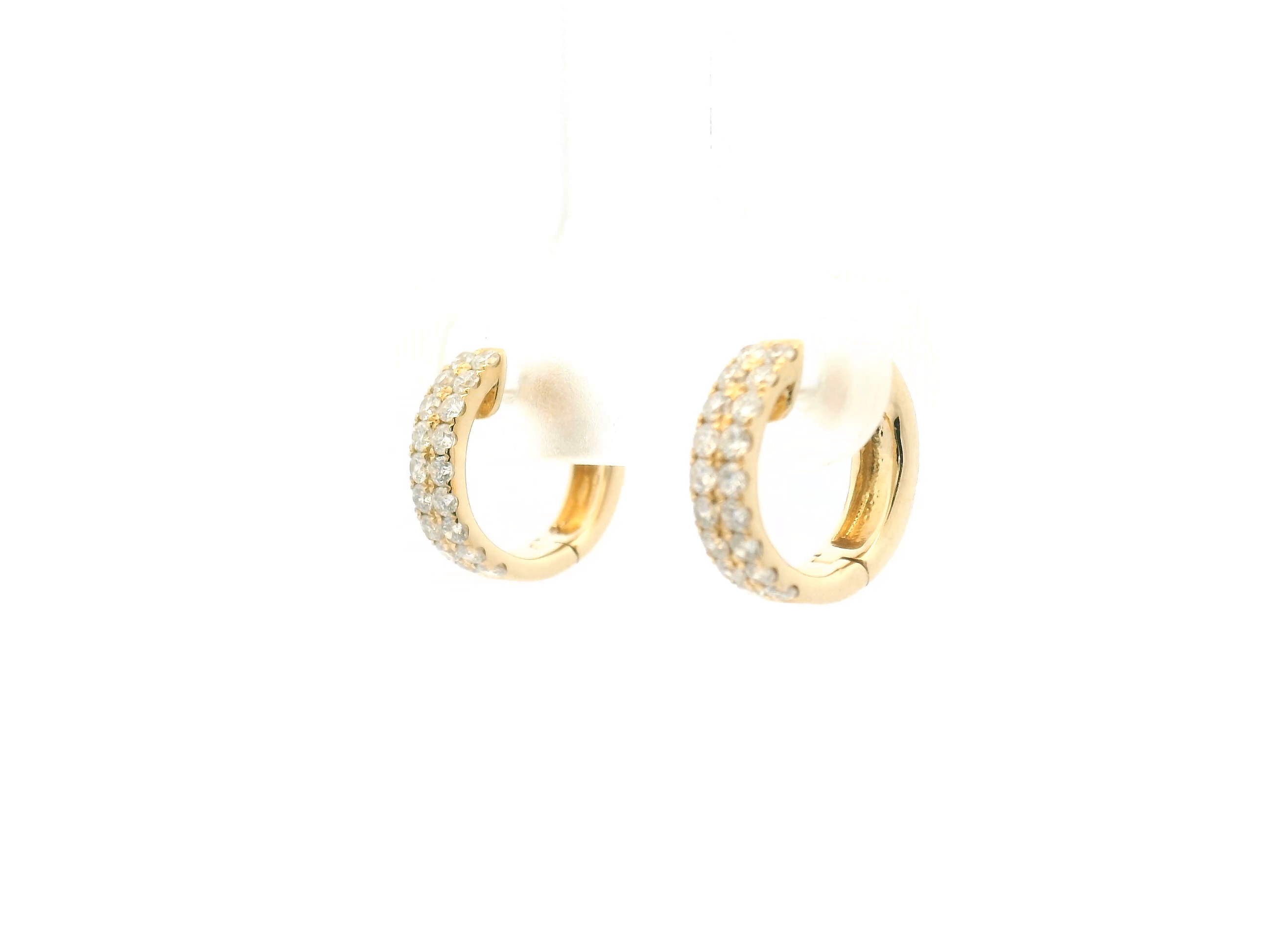Diamond Double Row Huggie Hoop Earrings