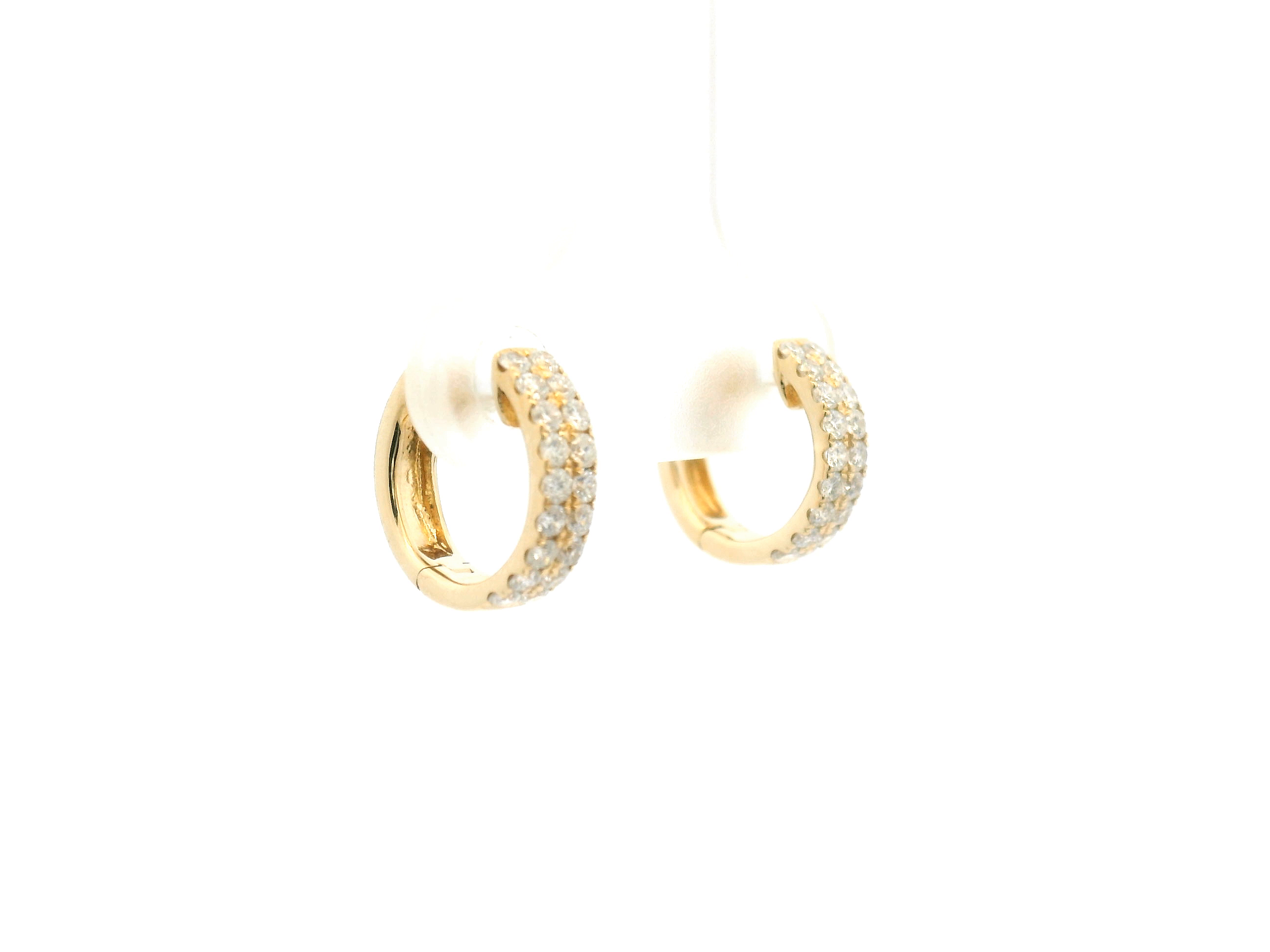 Diamond Double Row Huggie Hoop Earrings