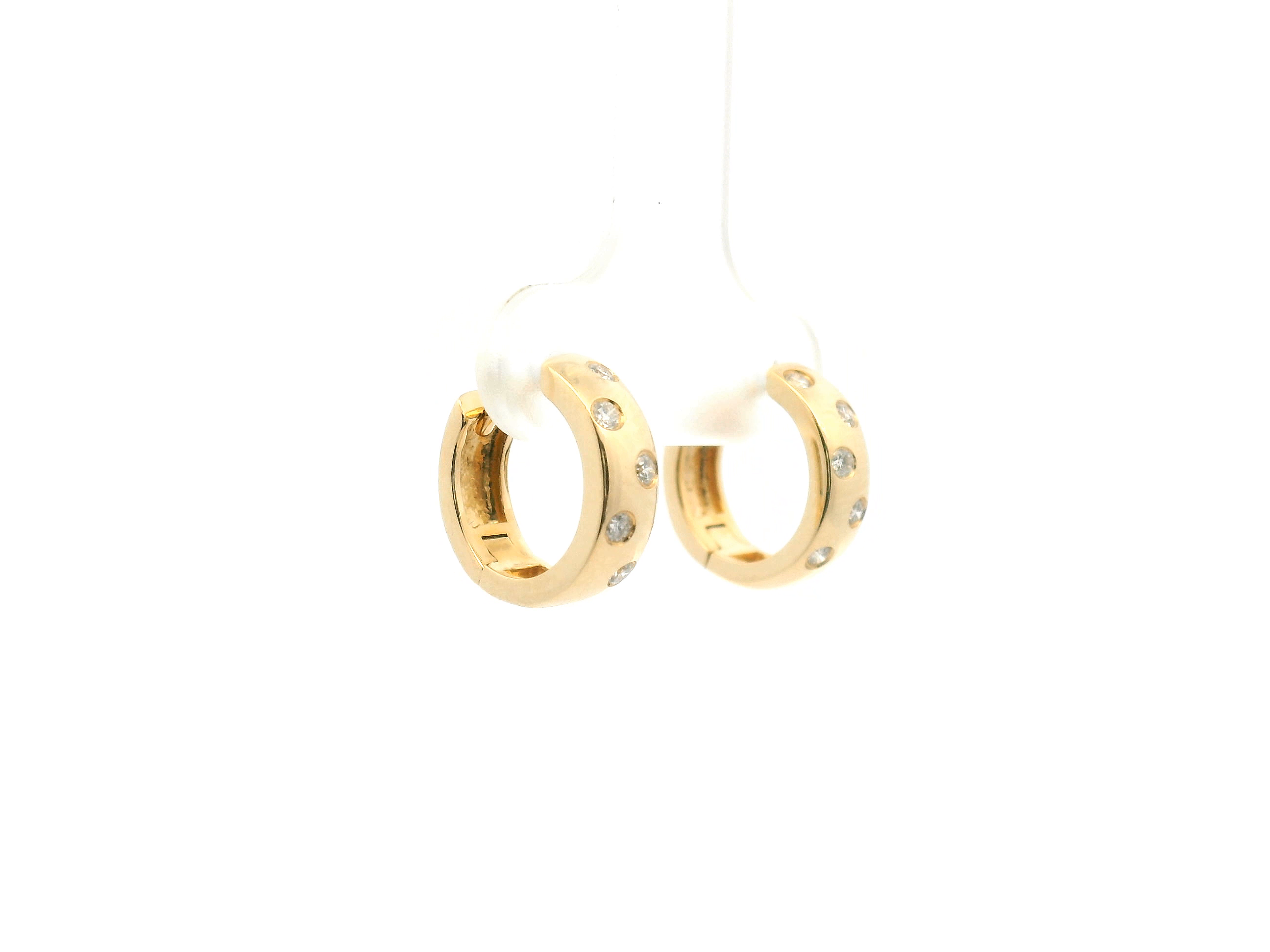 Flush Set Diamond Huggie Hoop Earrings