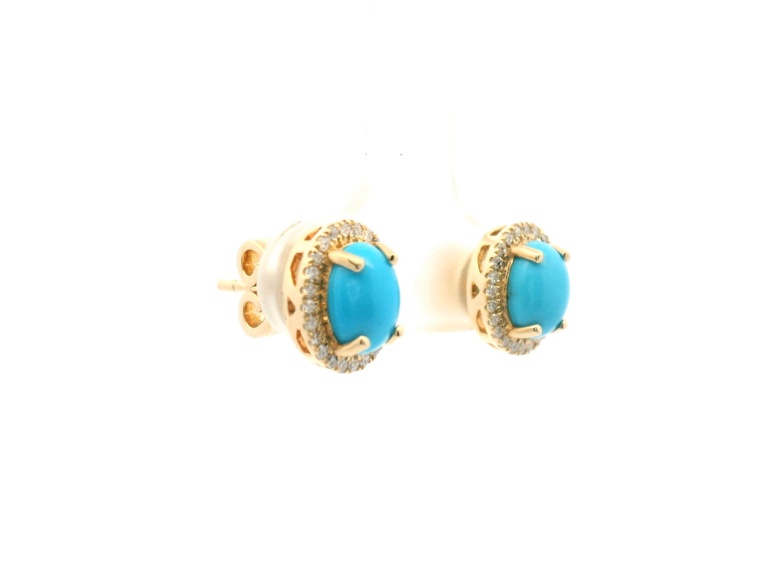 Turquoise and Diamond Halo Stud Earrings