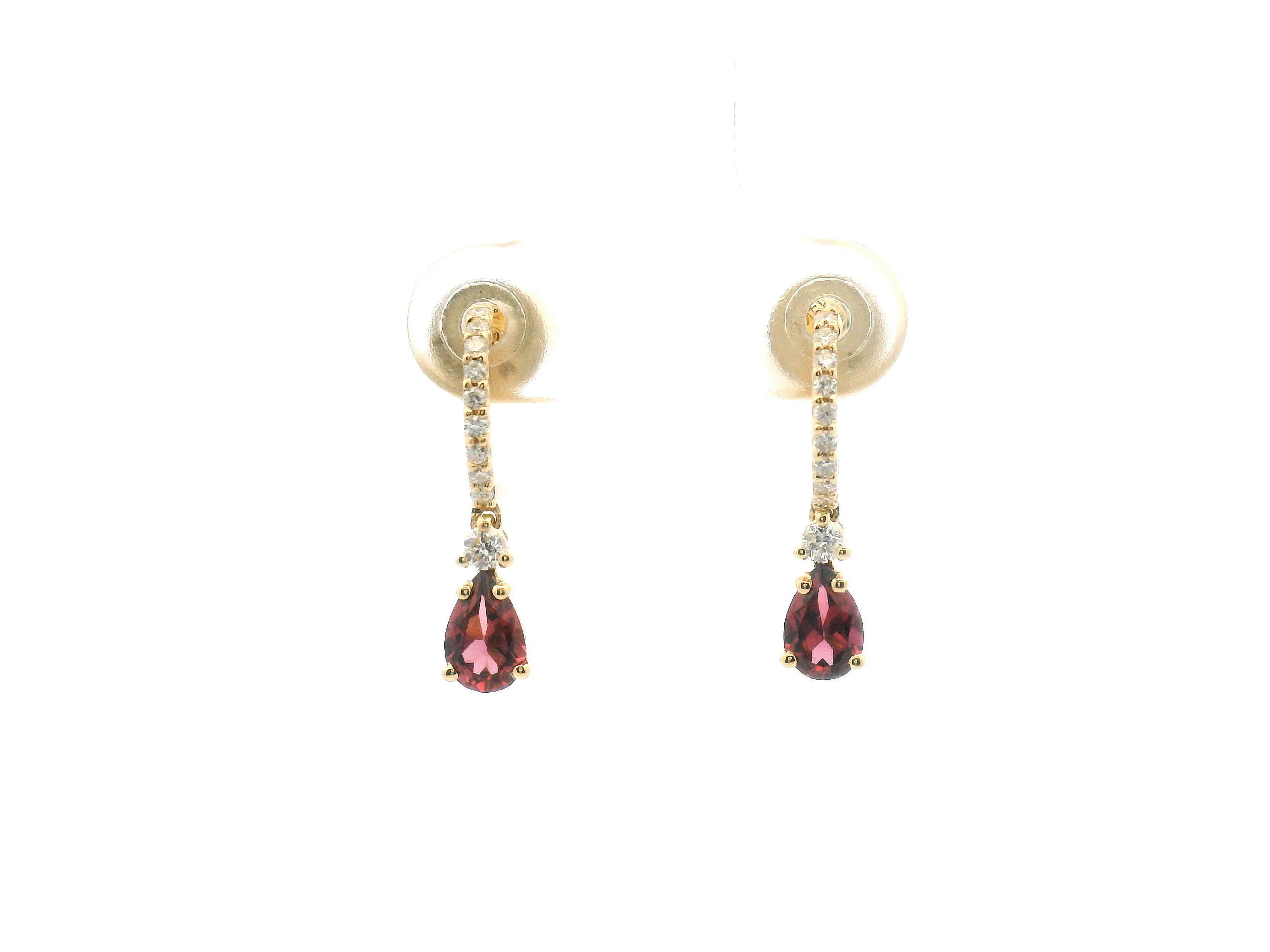 Garnet and Diamond Drop Earrings