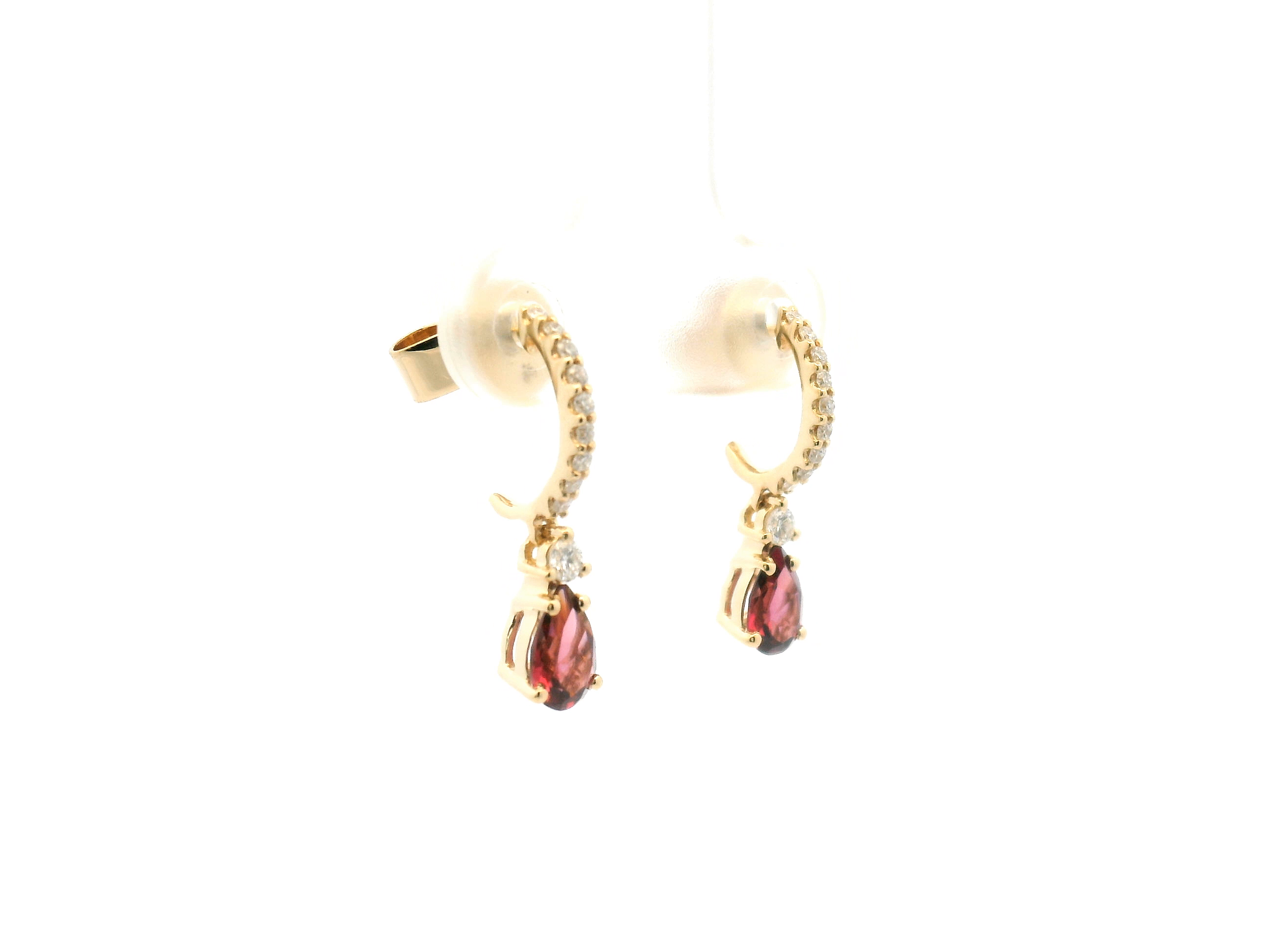 Garnet and Diamond Drop Earrings