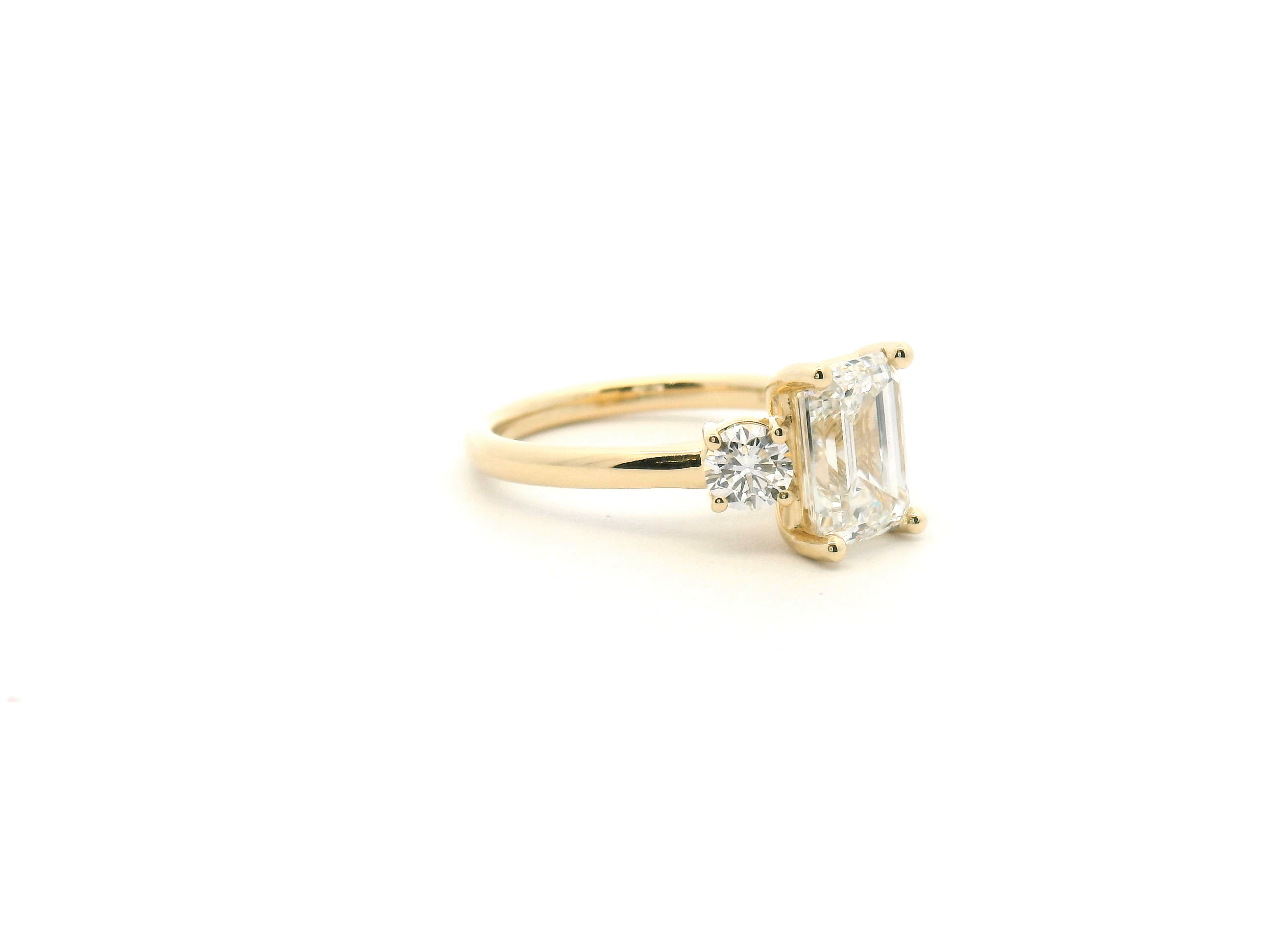 Emerald Cut Three Stone Diamond Engagement Ring