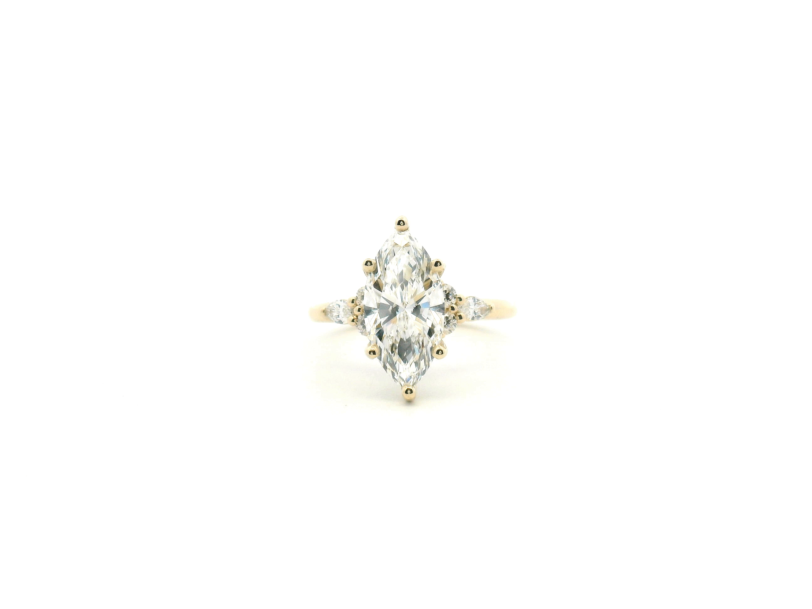 Marquise Diamond Side Stone Cluster Engagement Ring