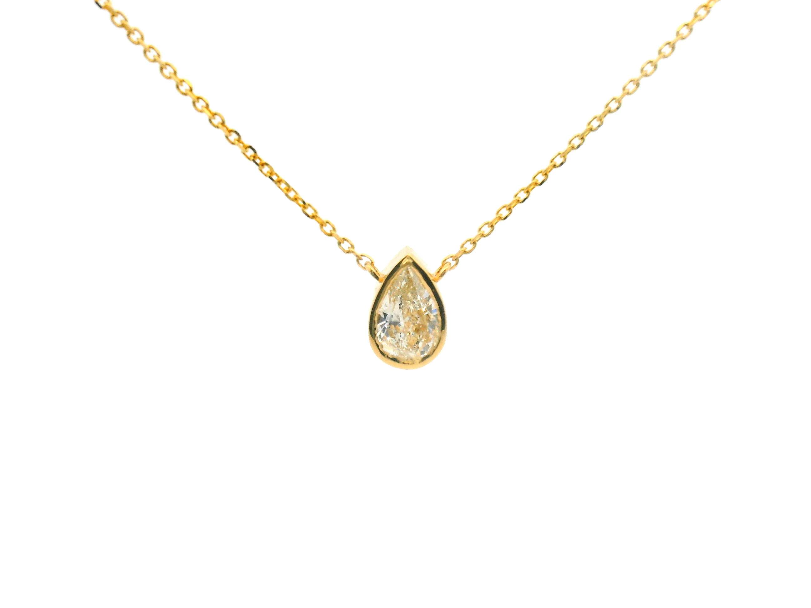 Bezel Set Pear Diamond Necklace