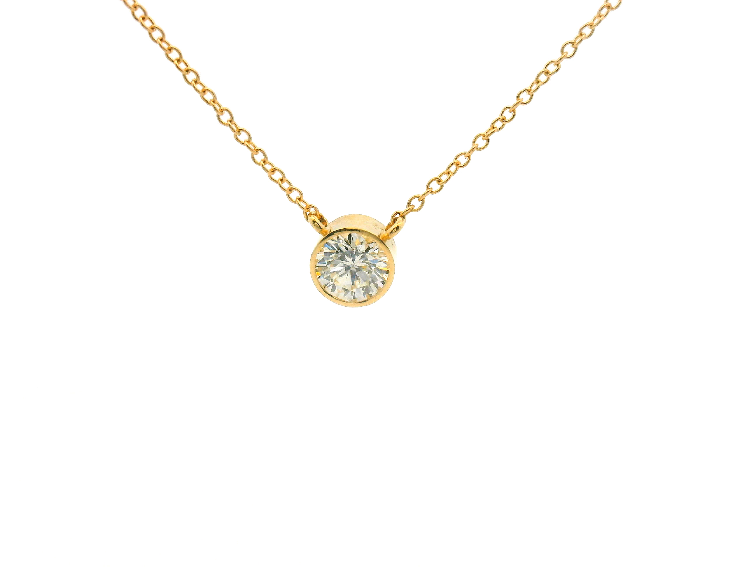 Bezel Set Round Diamond Necklace