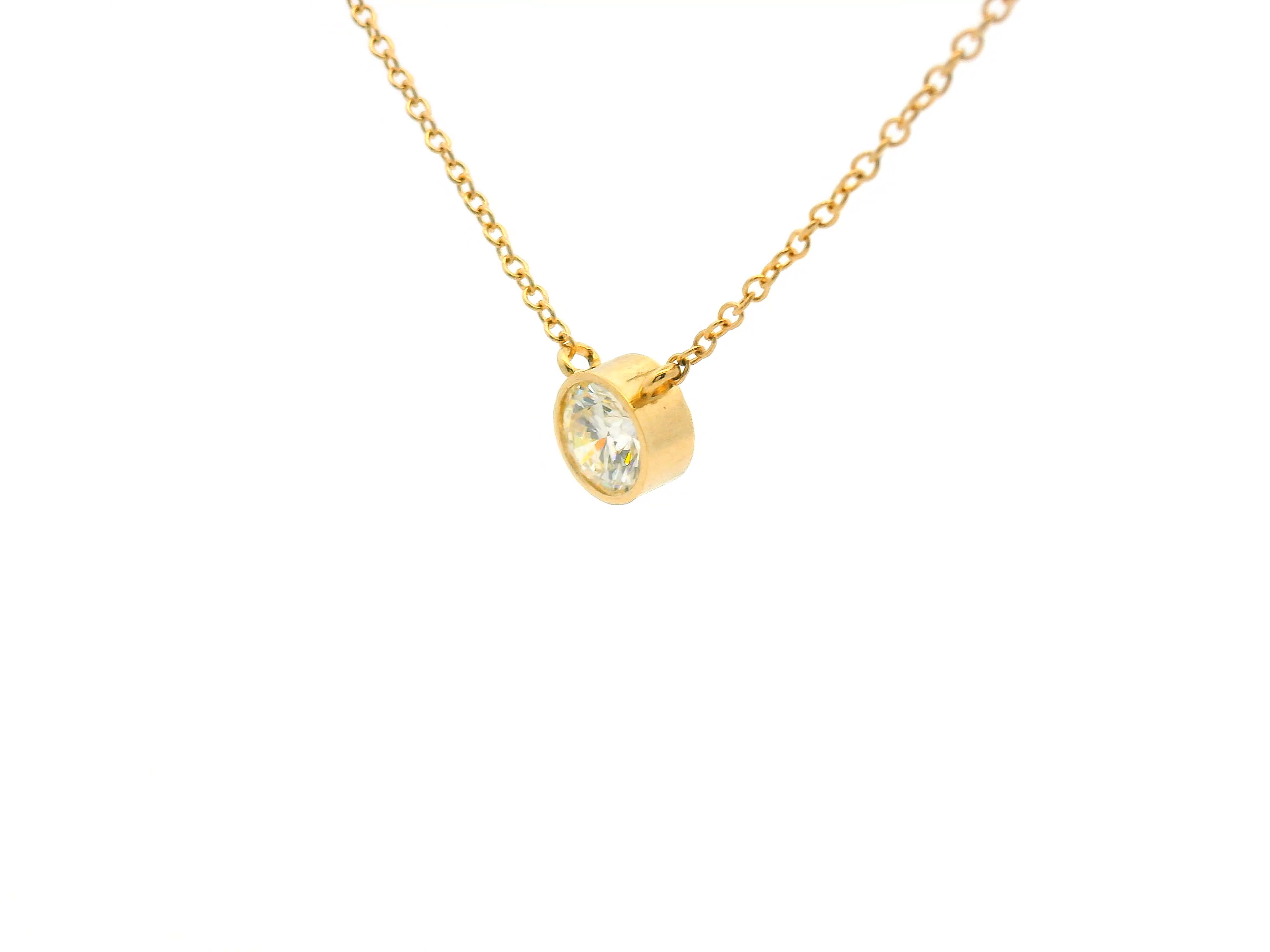 Bezel Set Round Diamond Necklace