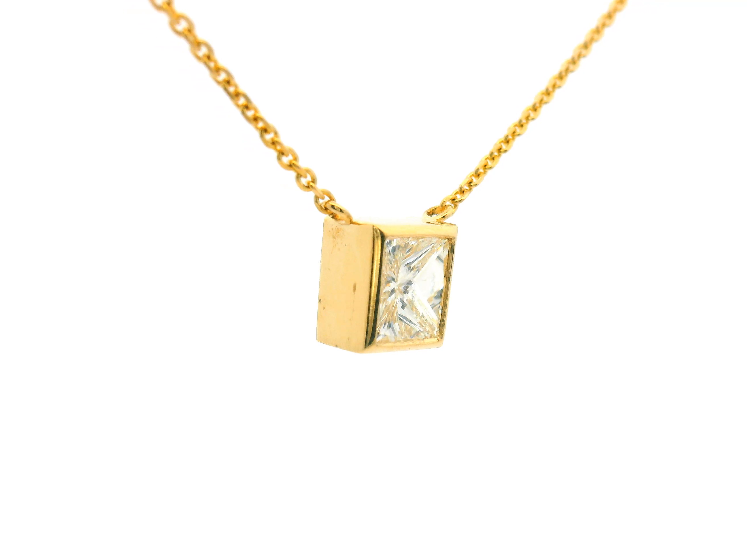 Bezel Set Princess Cut Diamond Necklace