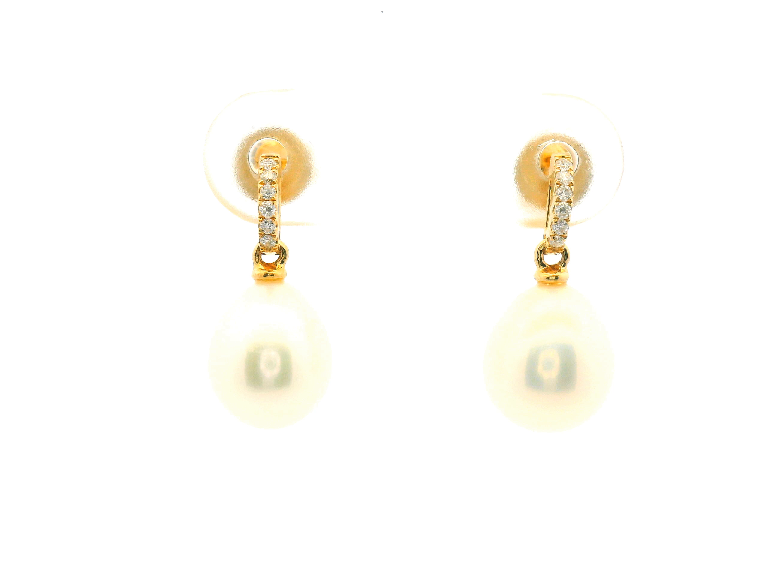 Diamond and Pearl Drop Earrings