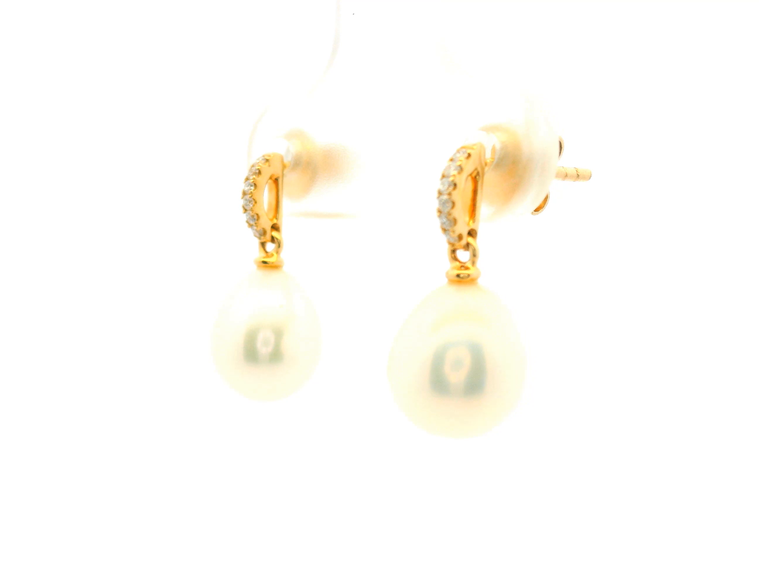 Diamond and Pearl Drop Earrings