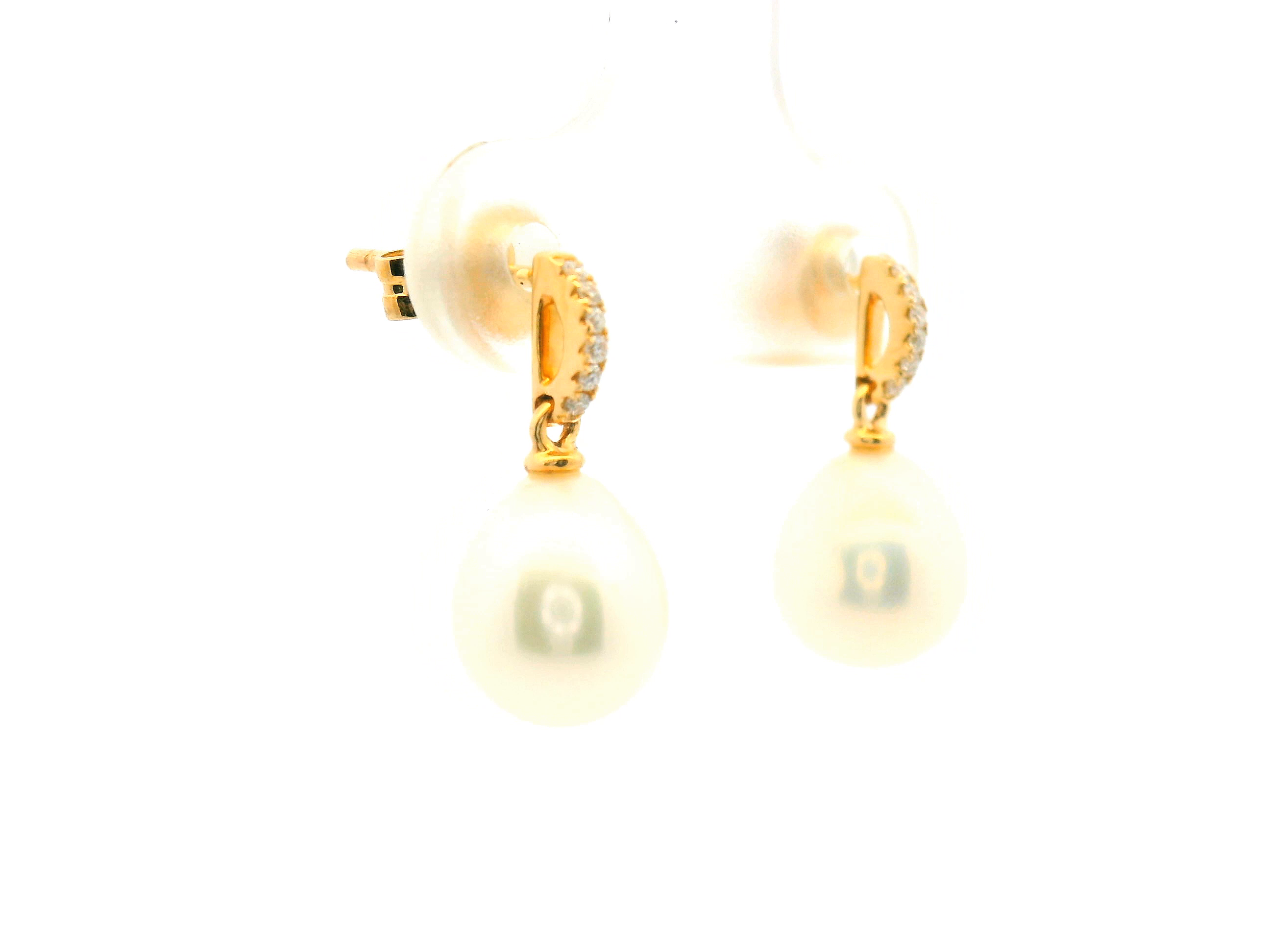 Diamond and Pearl Drop Earrings