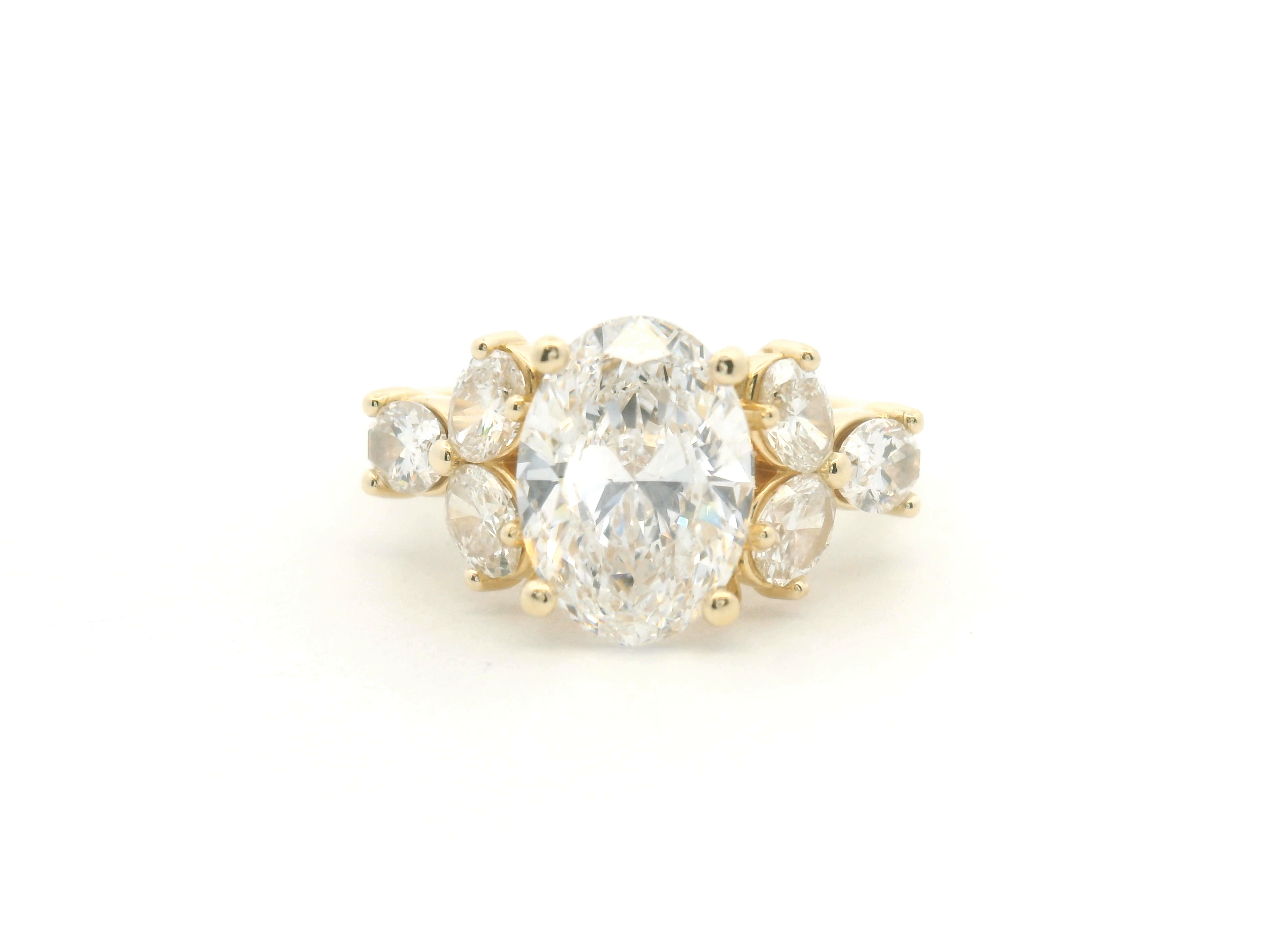 Oval Diamond Cluster Engagement Ring