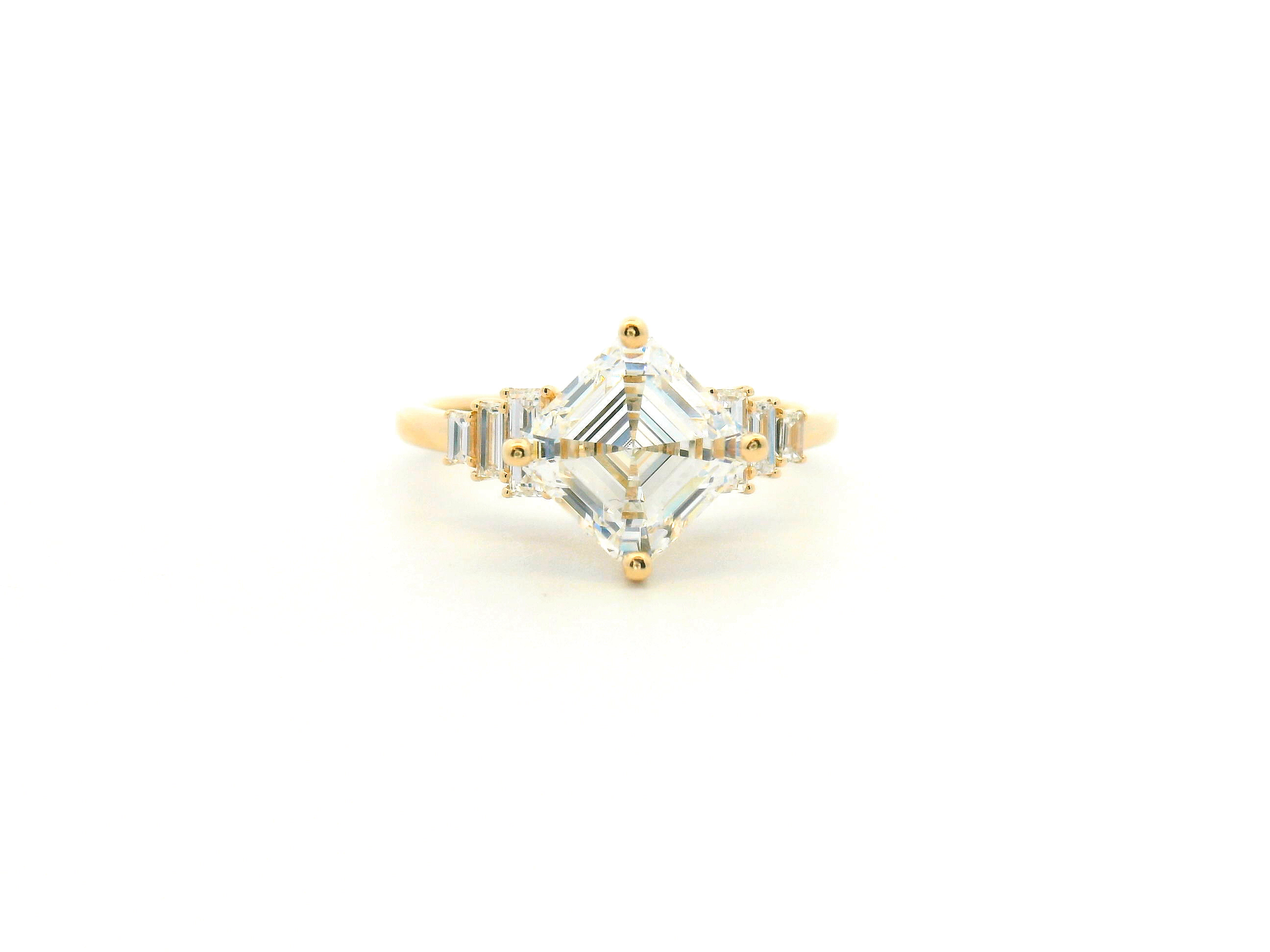 Asscher Cut Baguette Engagement Ring