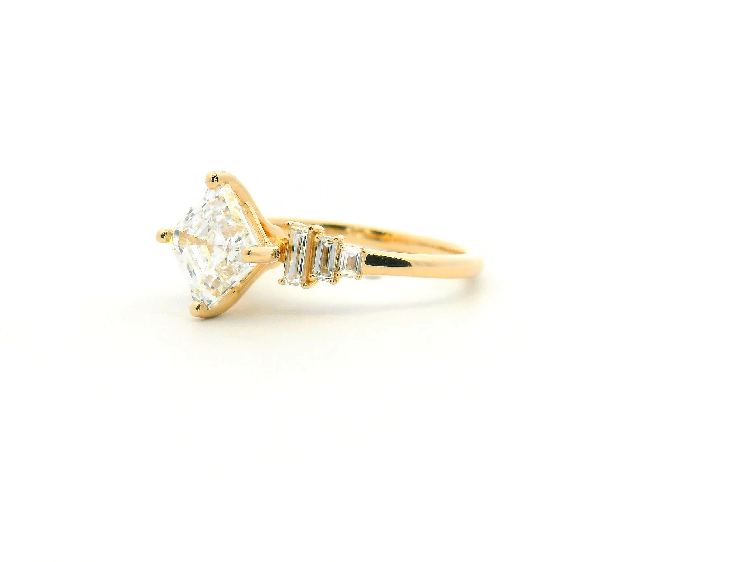 Asscher Cut Baguette Engagement Ring
