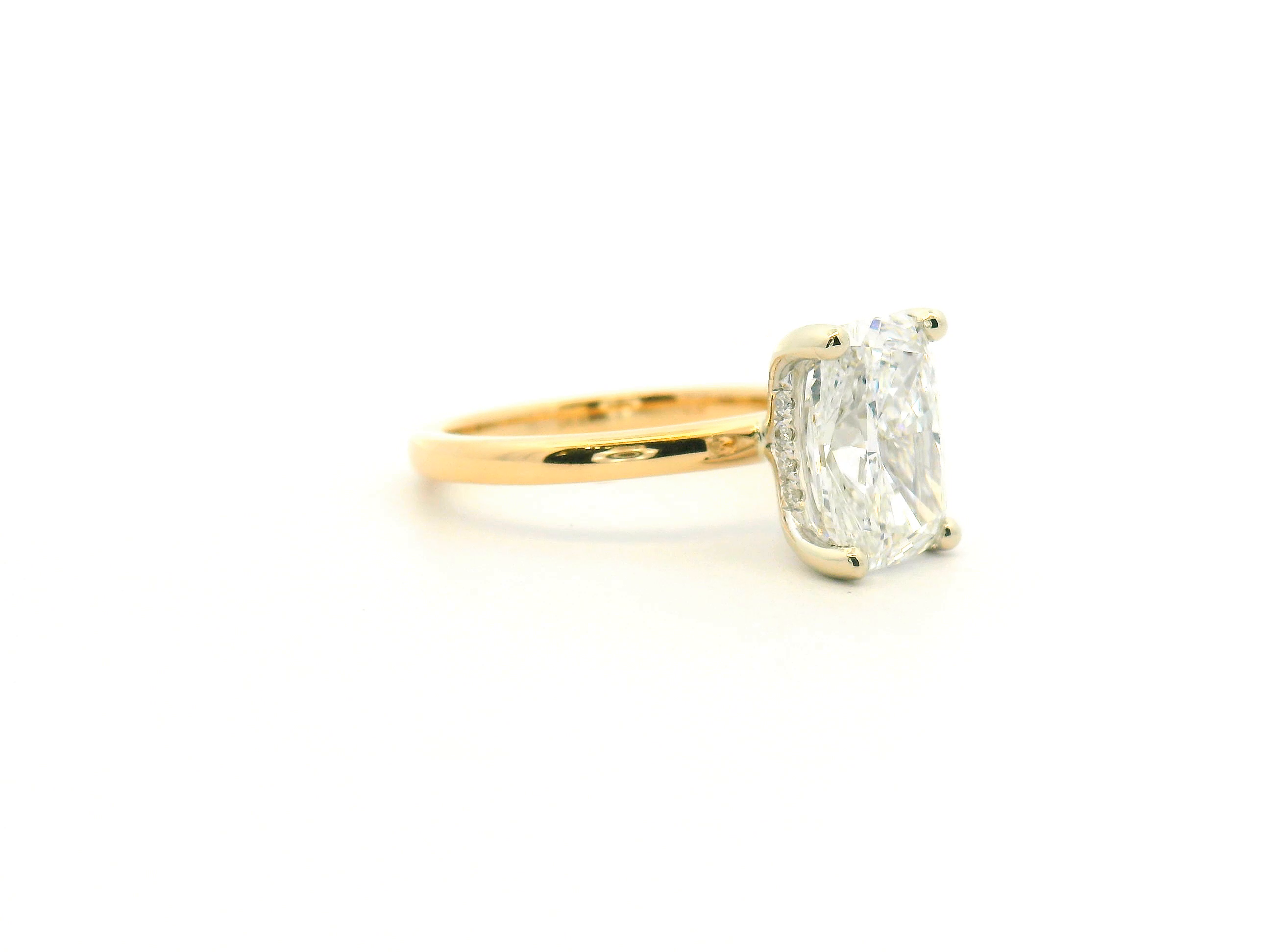 Elongated Cushion Hidden Halo Engagement Ring