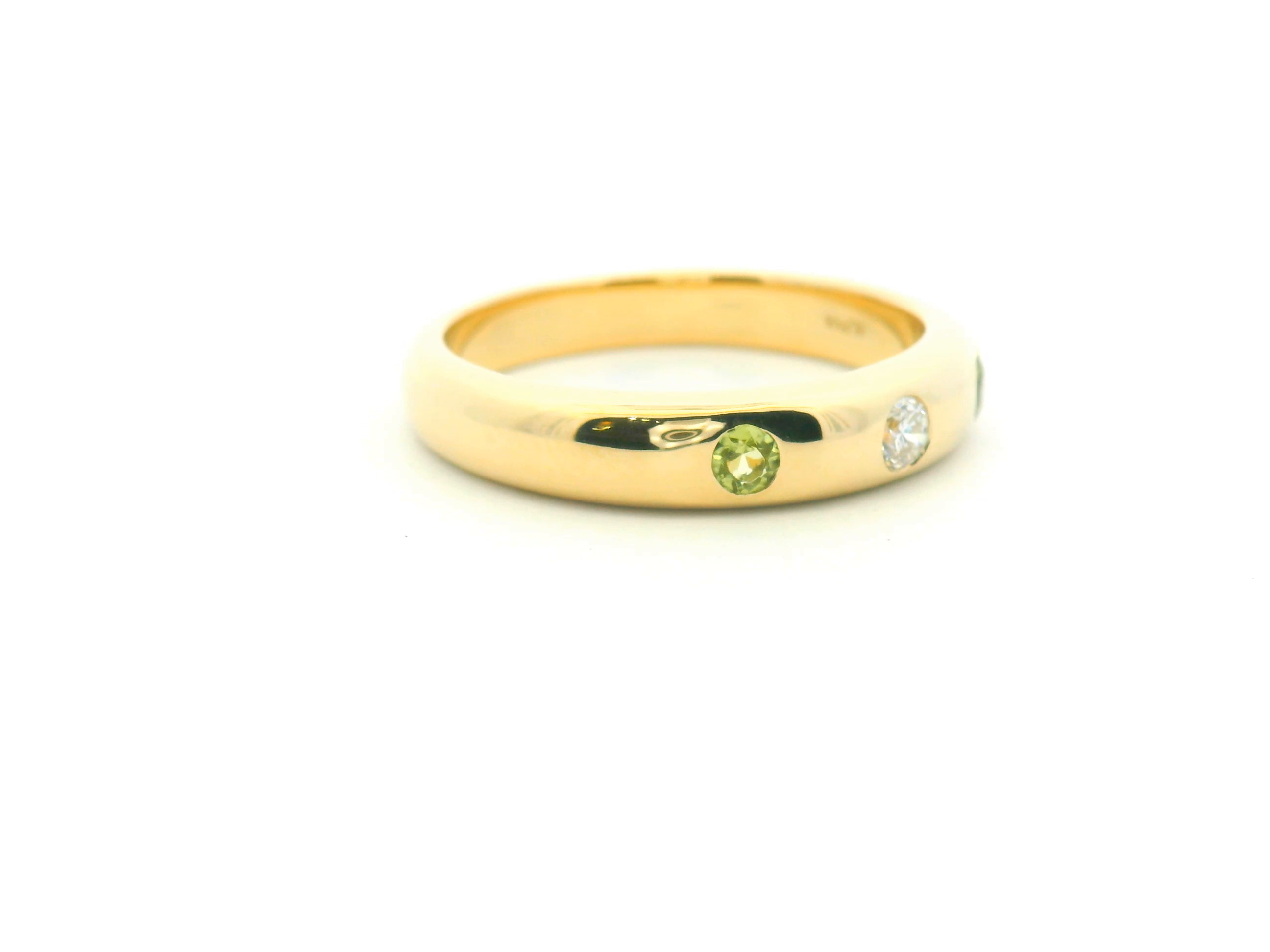 Men's Diamond & Peridot Flush Set Wedding Band