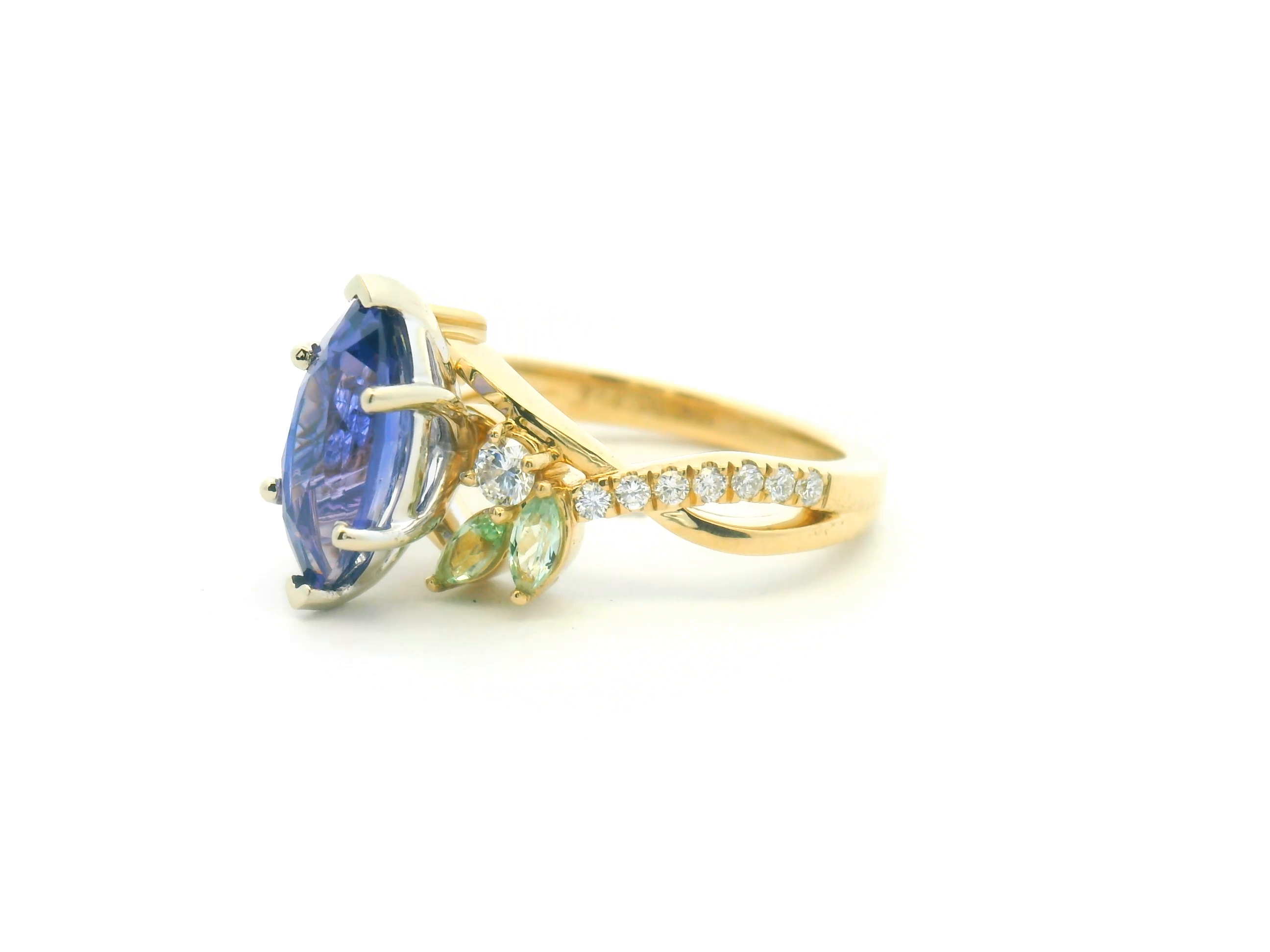 Sapphire Floral Cluster Twist Engagement Ring
