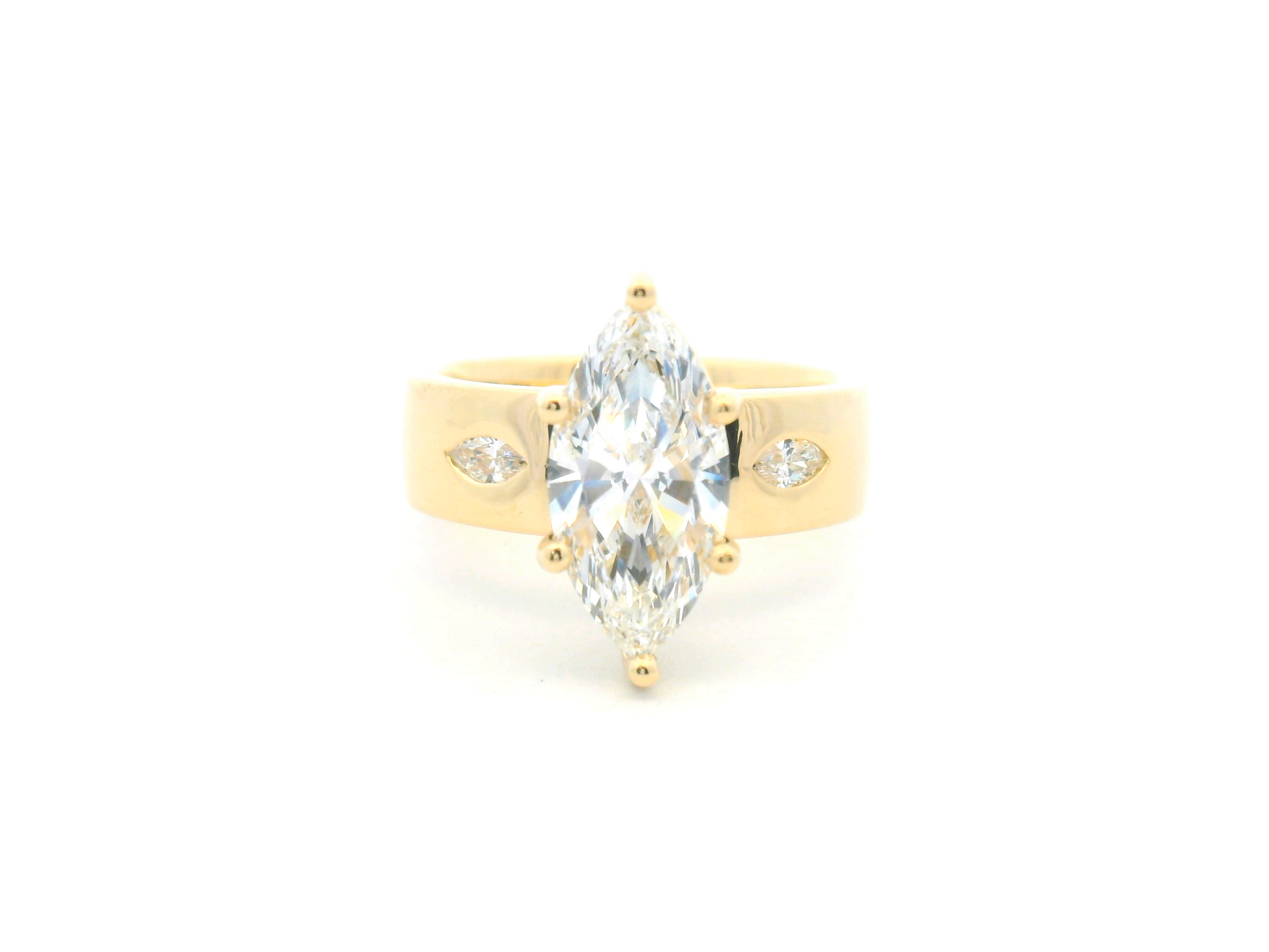 Marquise Diamond Bold Band Engagement Ring