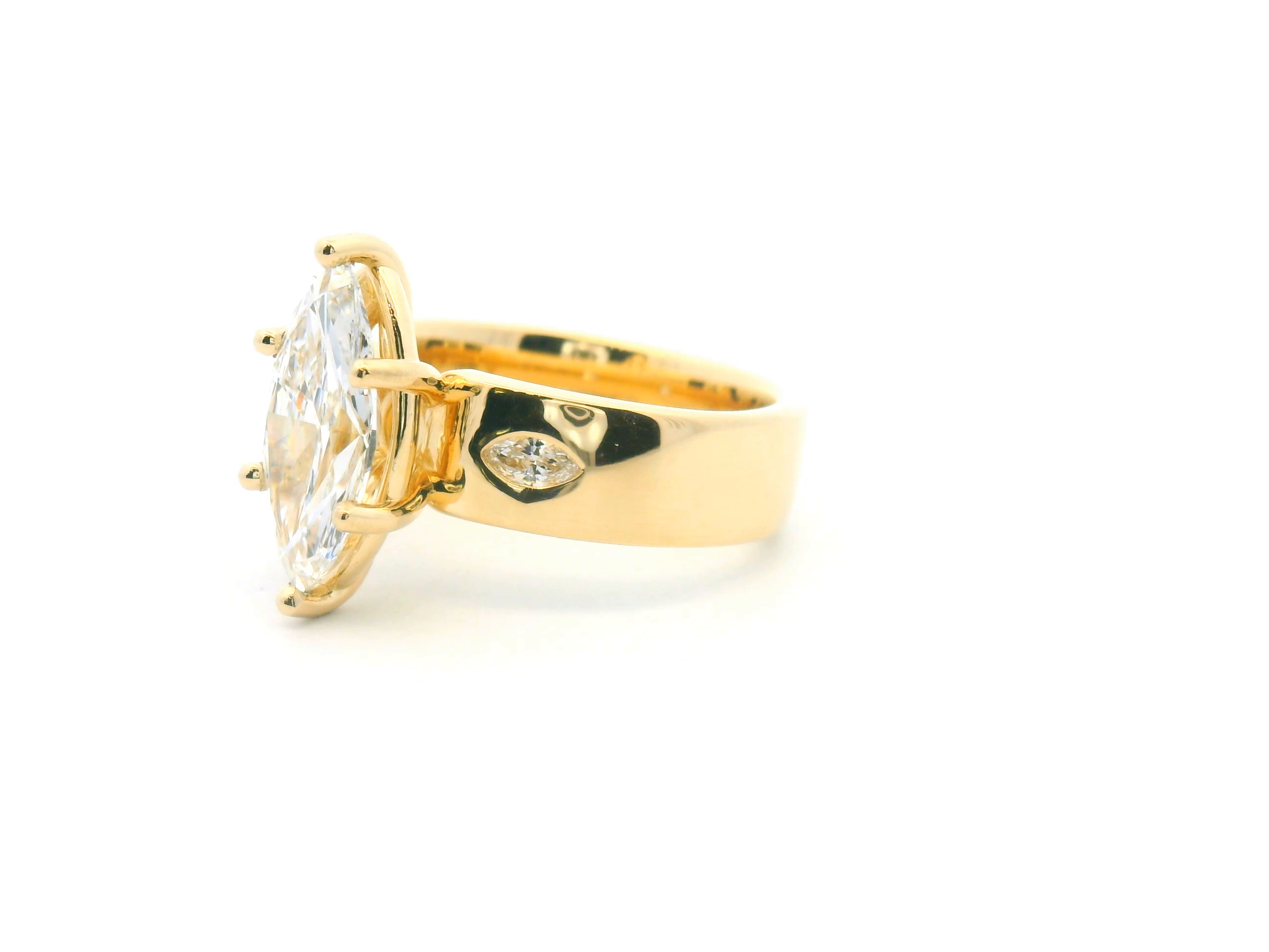 Marquise Diamond Bold Band Engagement Ring