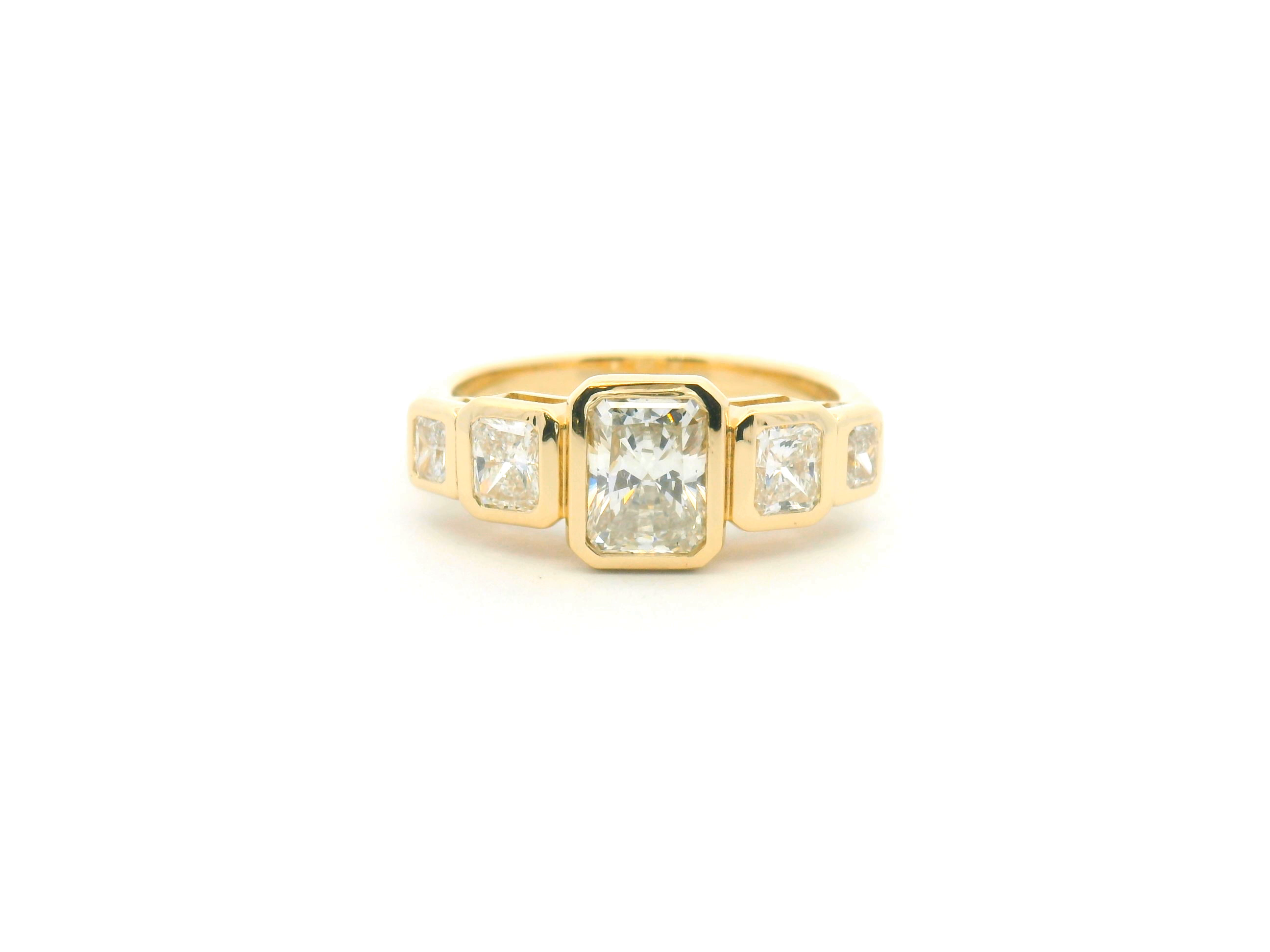 Bezel Set Radiant Diamond Five Stone Engagement Ring