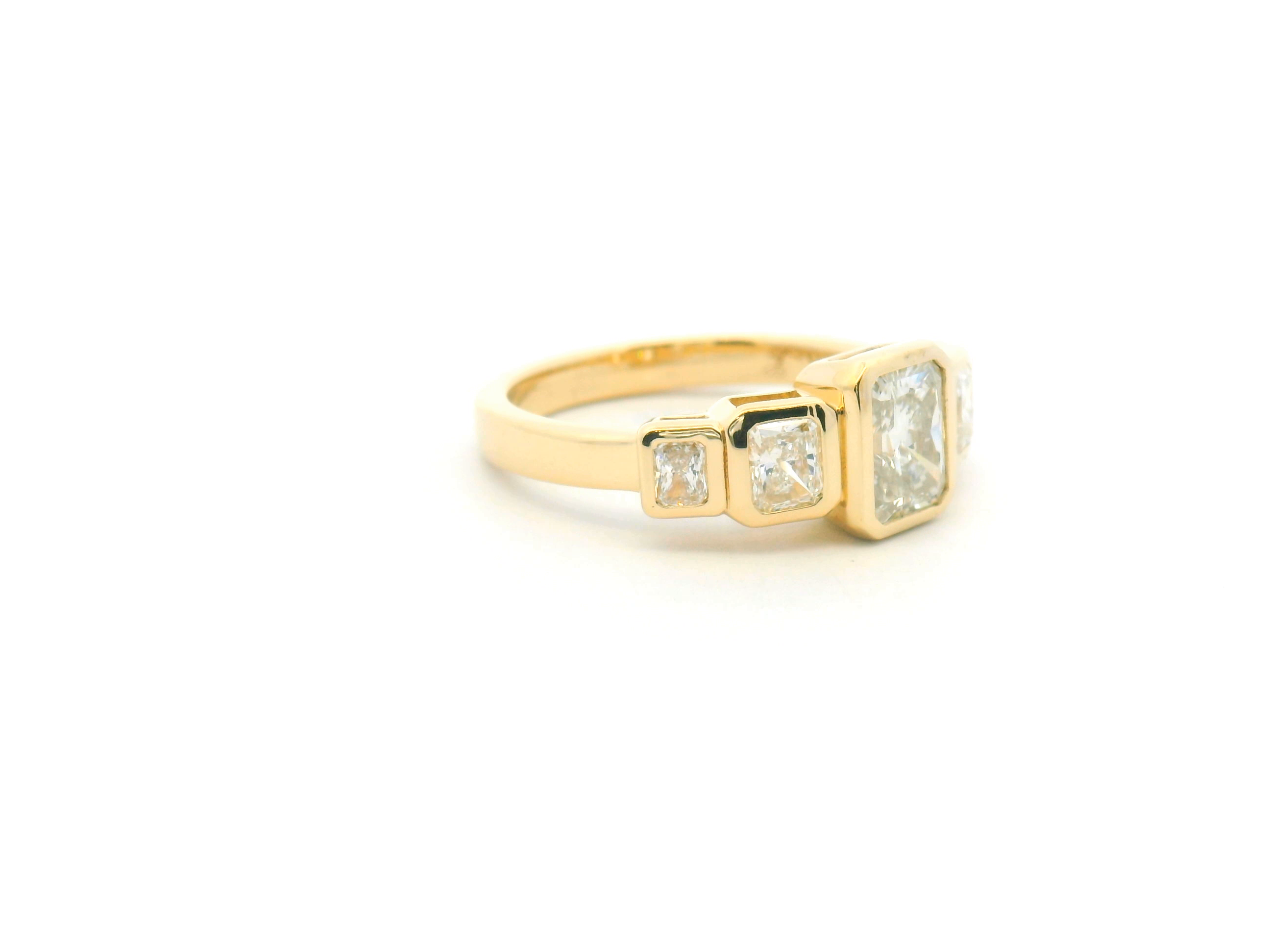 Bezel Set Radiant Diamond Five Stone Engagement Ring