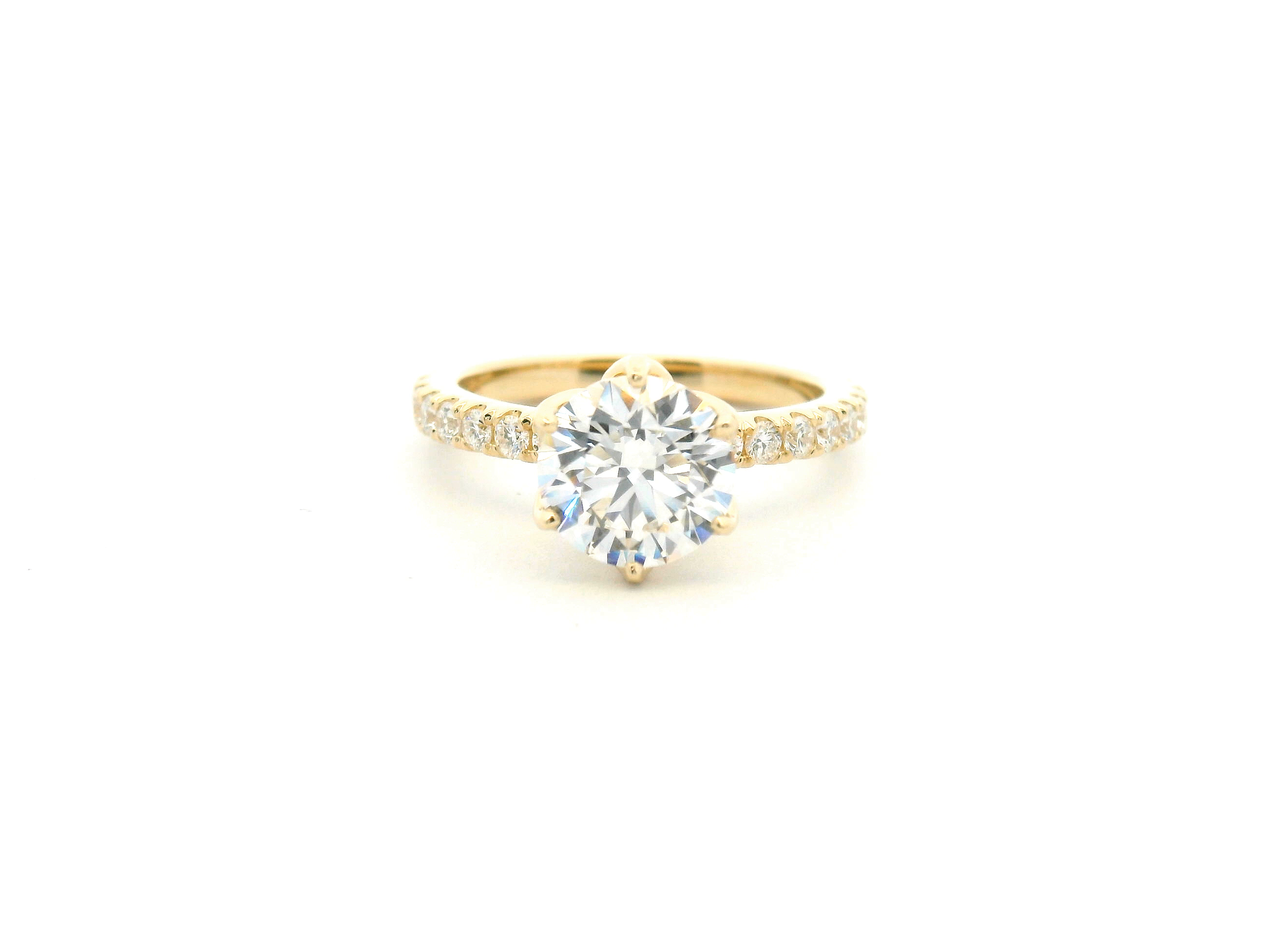 Round Diamond Nature-Inspired Accented Engagement Ring