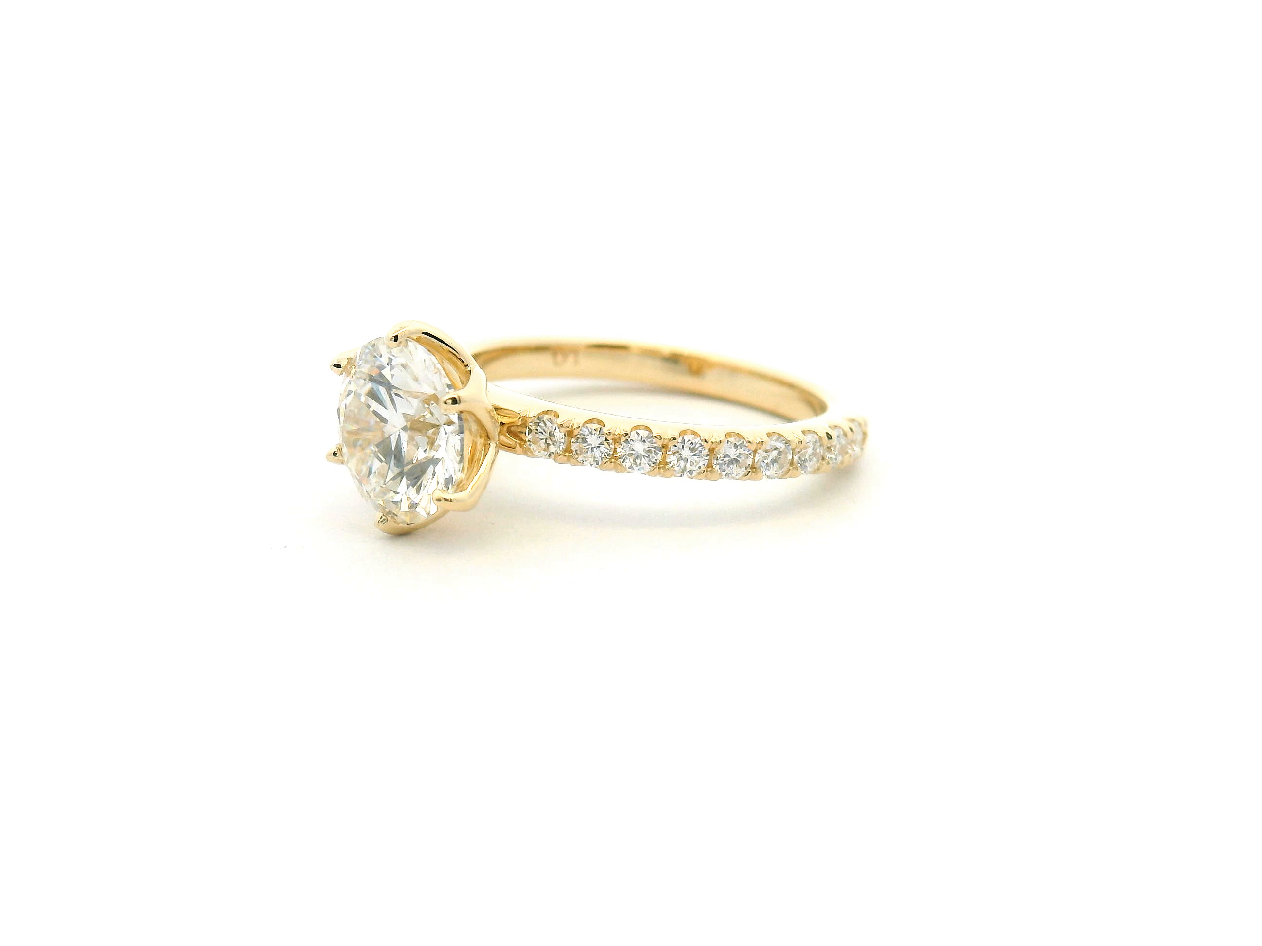 Round Diamond Nature-Inspired Accented Engagement Ring