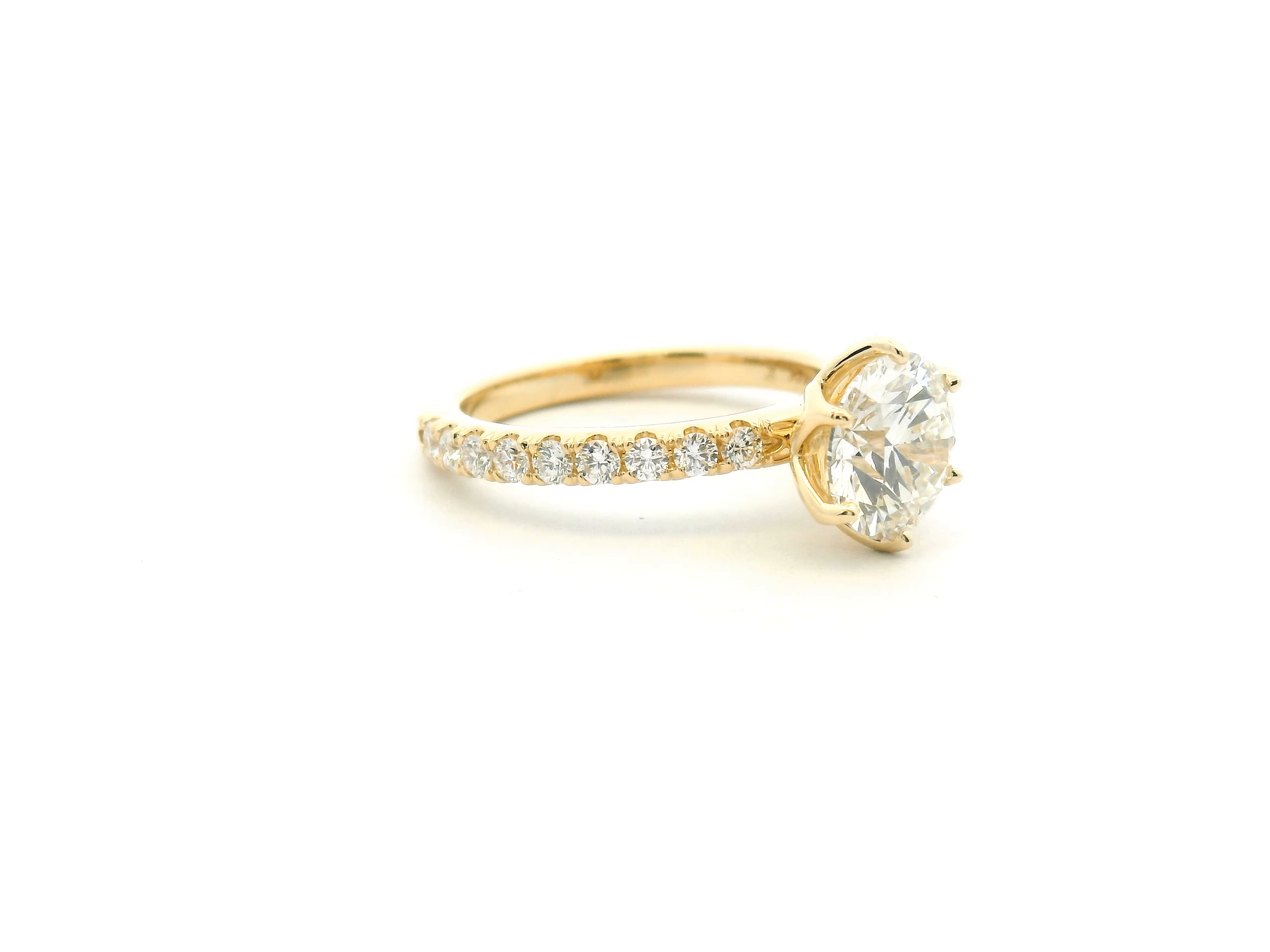 Round Diamond Nature-Inspired Accented Engagement Ring