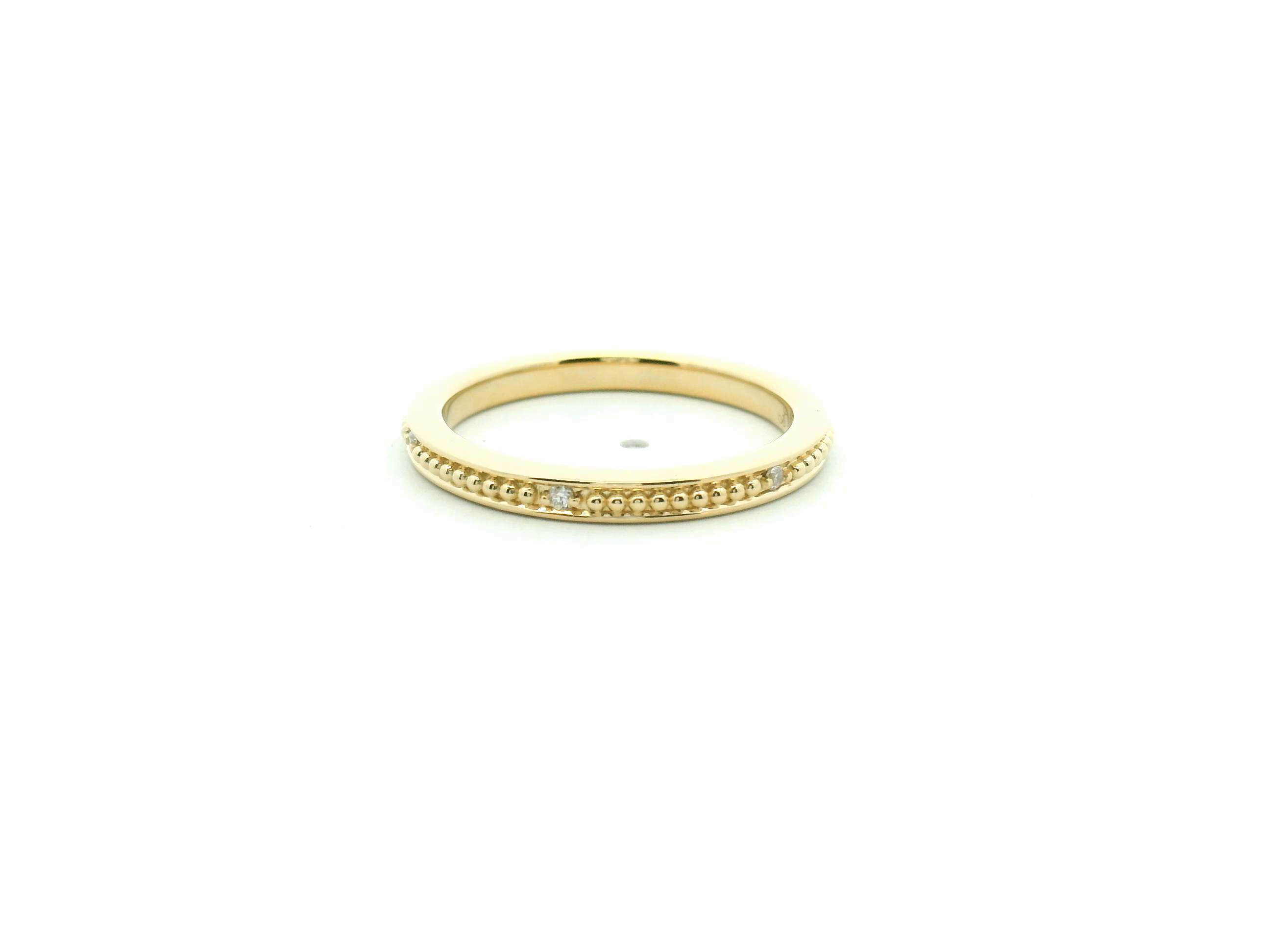 Milgrain Diamond Yellow Gold Wedding Band