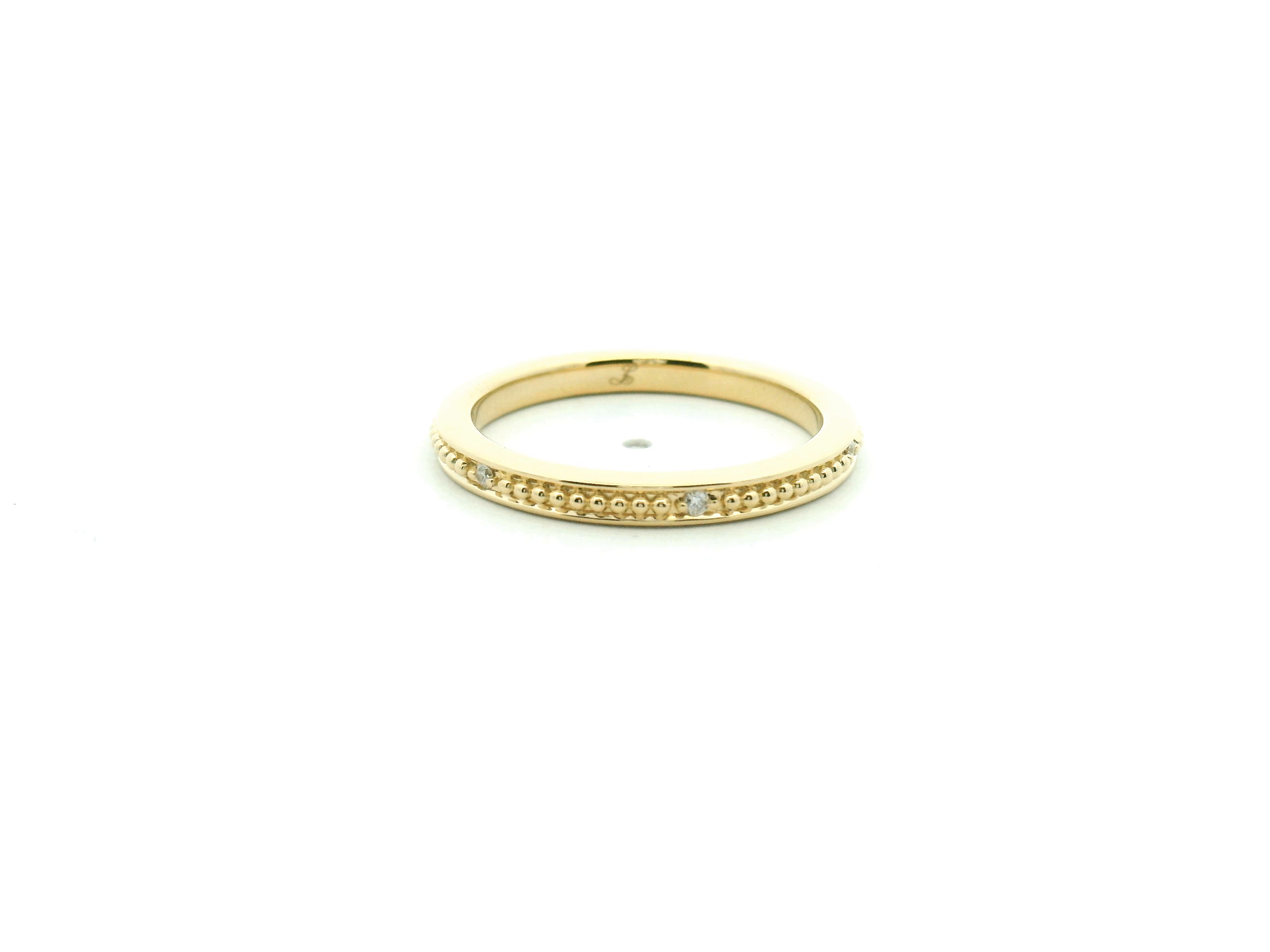 Milgrain Diamond Yellow Gold Wedding Band
