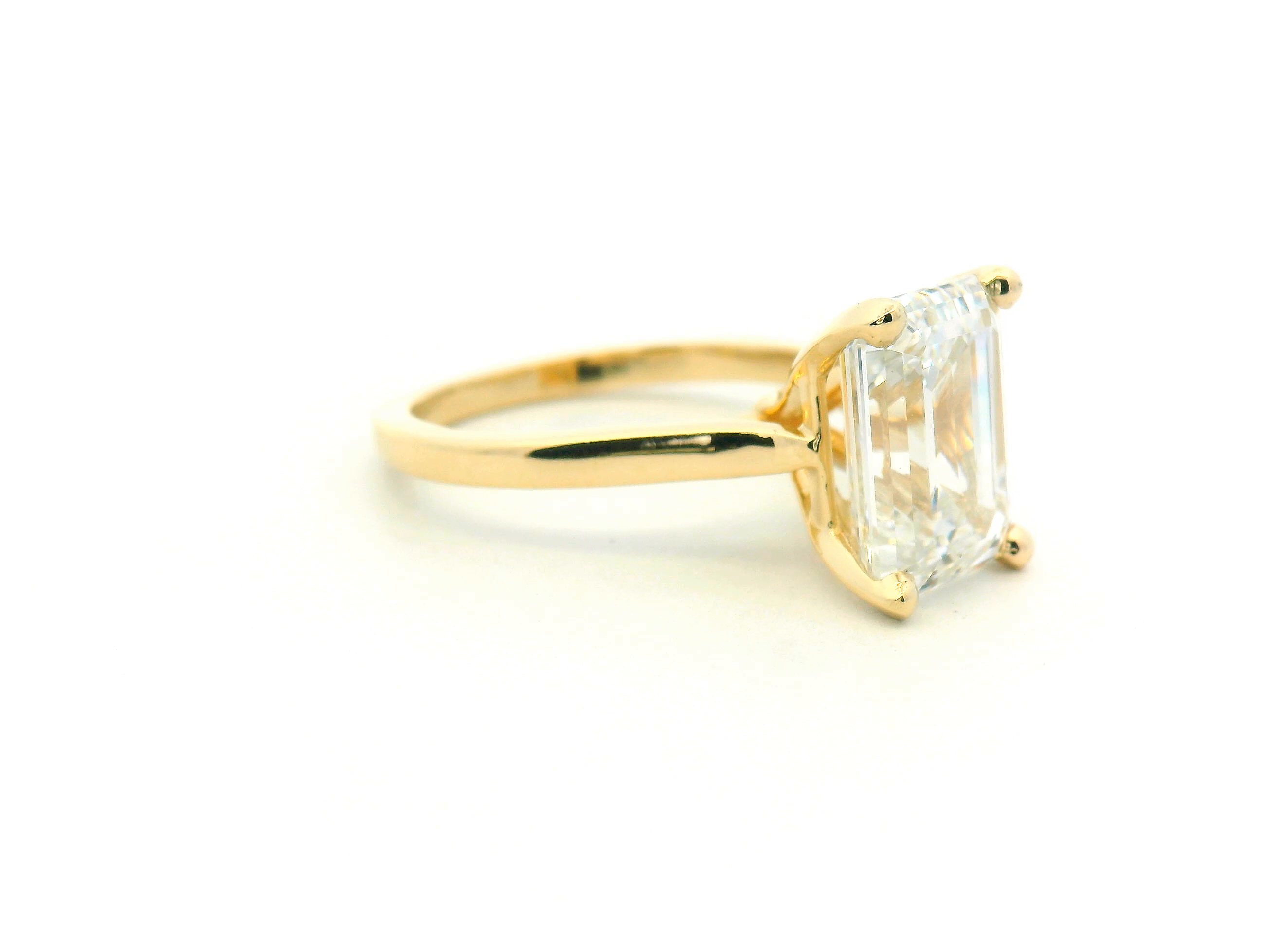 Emerald Cut Cathedral Solitaire Engagement Ring