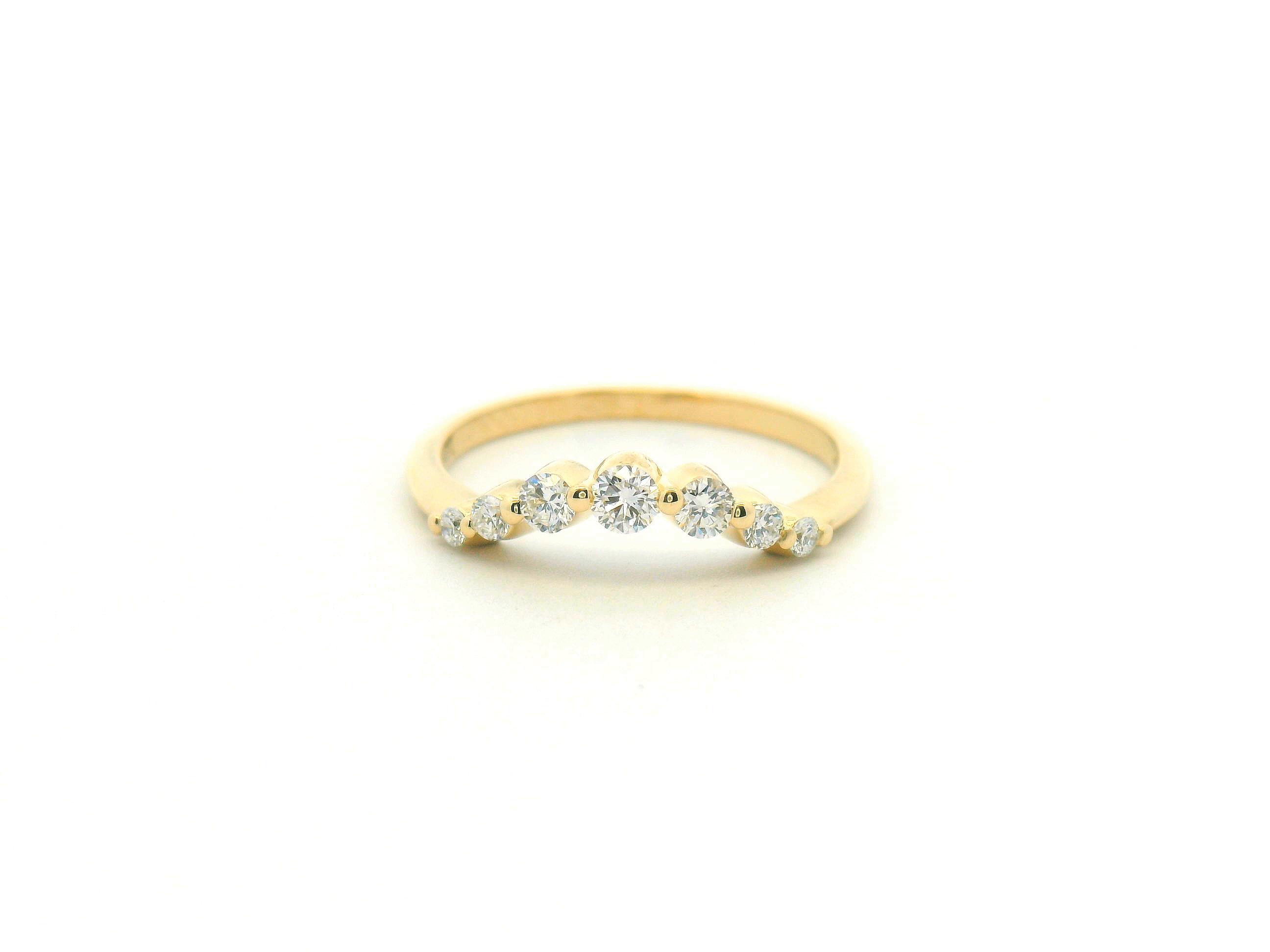 Diamond Shared Prong Contour Wedding Band