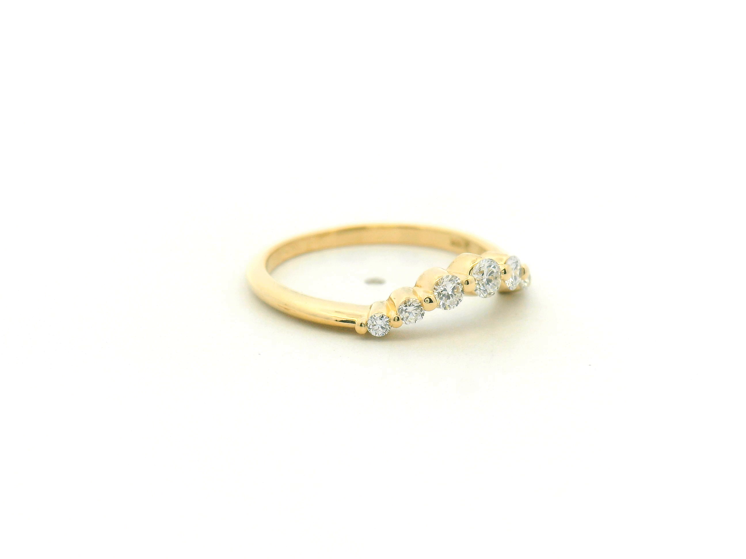 Diamond Shared Prong Contour Wedding Band