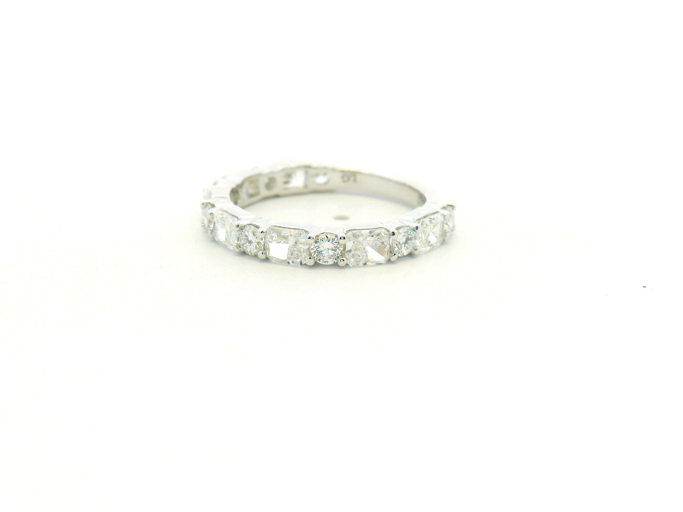 Alternating Radiant and Round Diamond Wedding Band