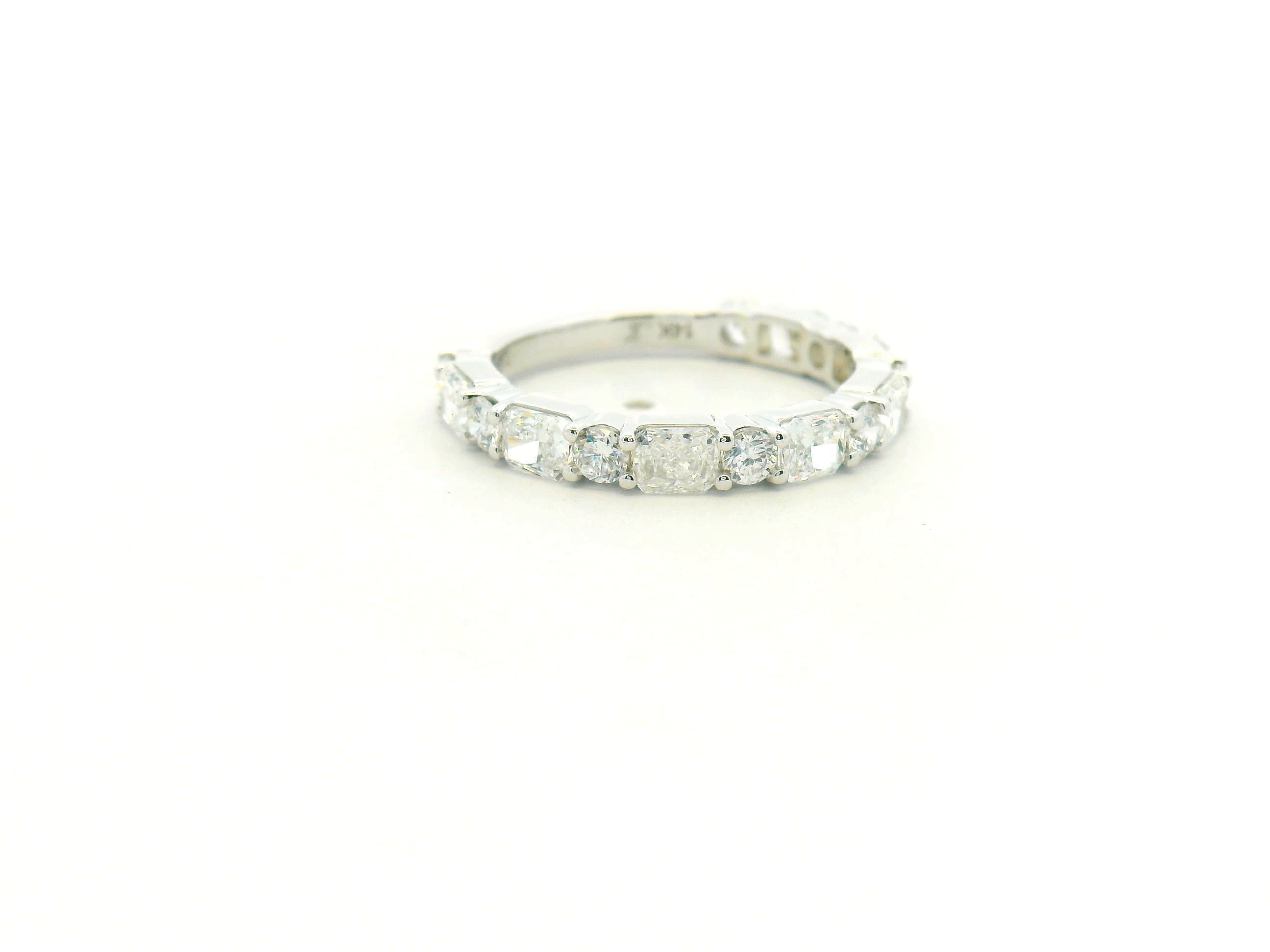 Alternating Radiant and Round Diamond Wedding Band