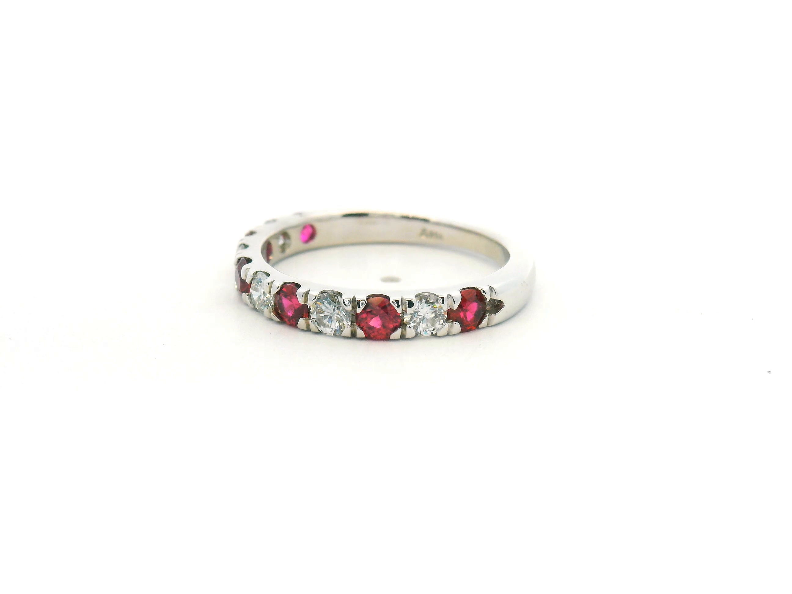 Ruby and Diamond Alternating Wedding Band